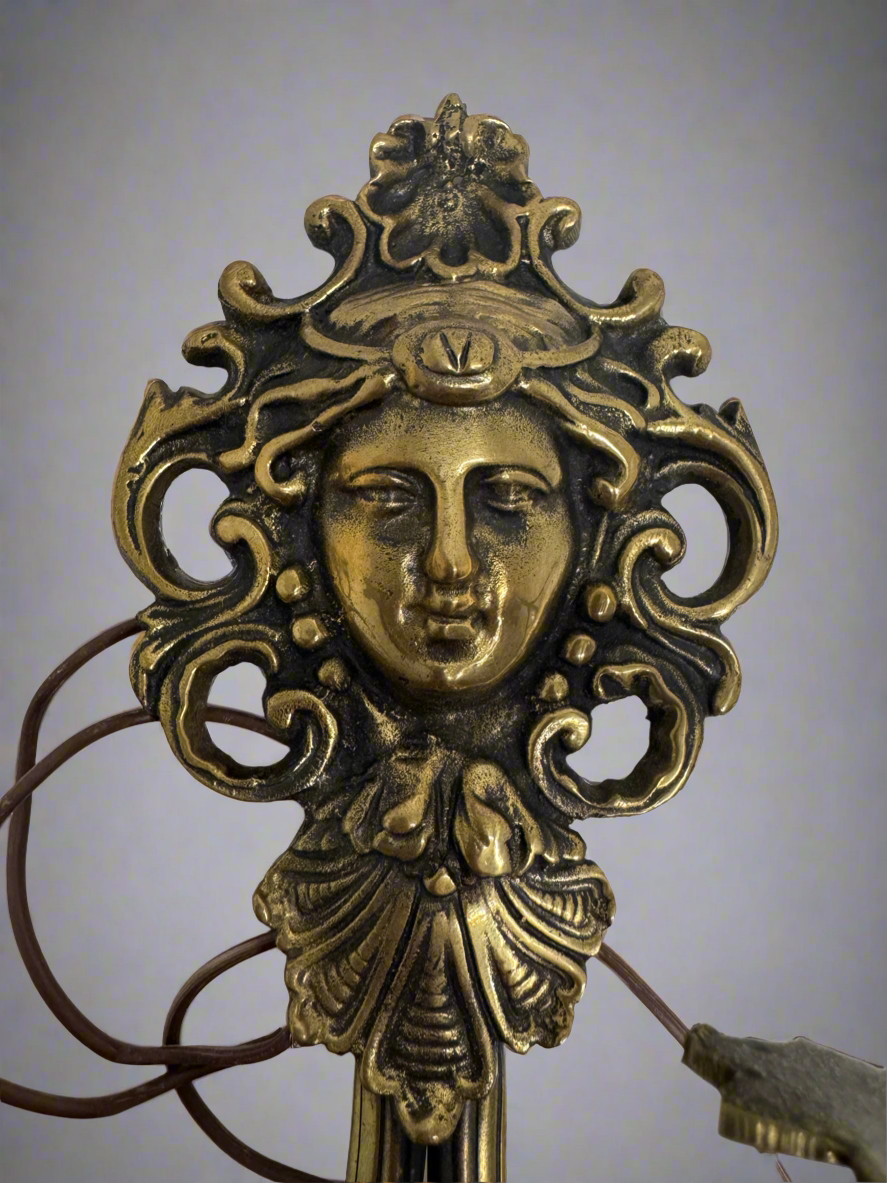 Vintage Brass Maiden Wall Sconces (Set)