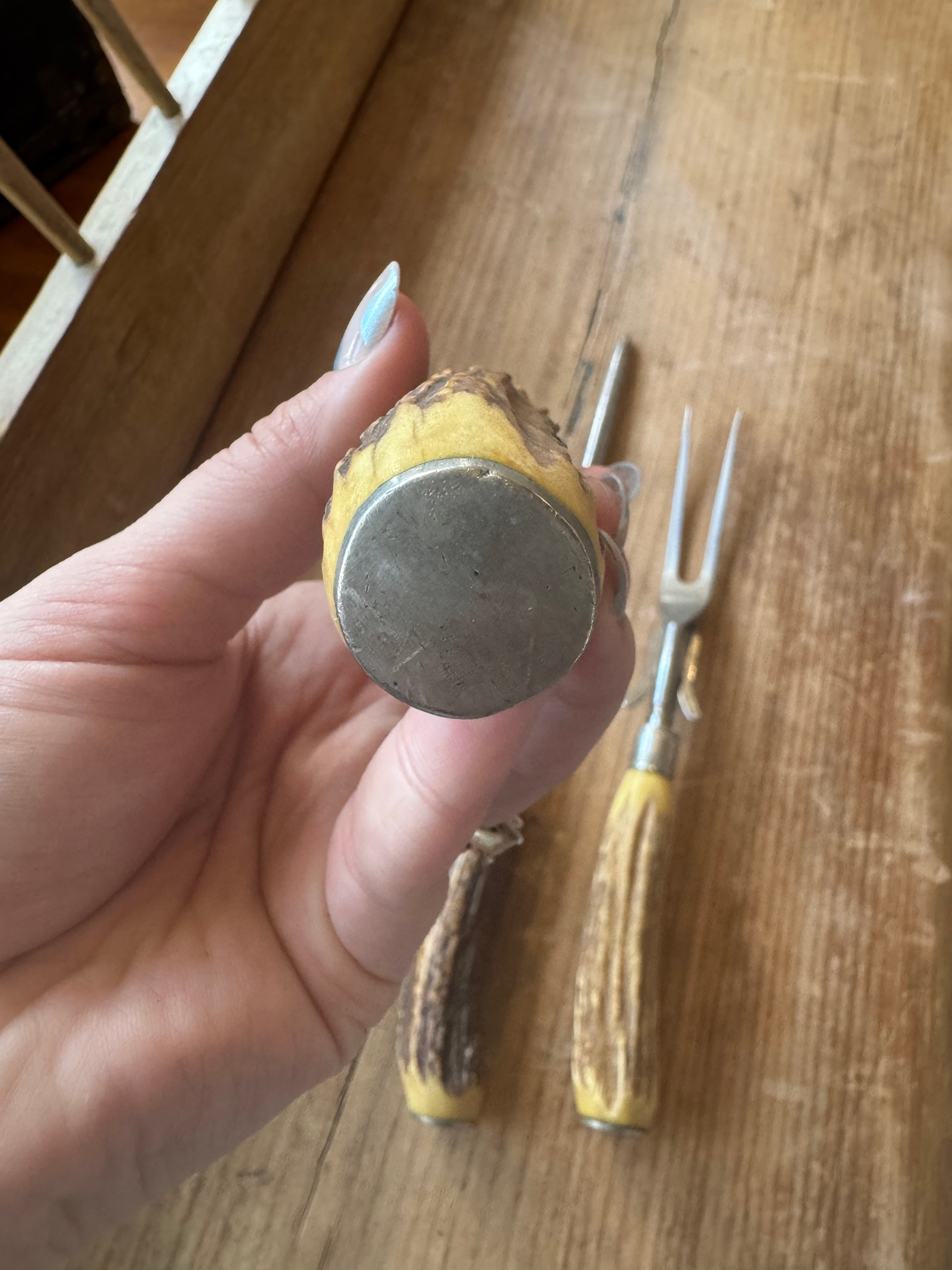 Vintage Carving Set w/ Antler Handles