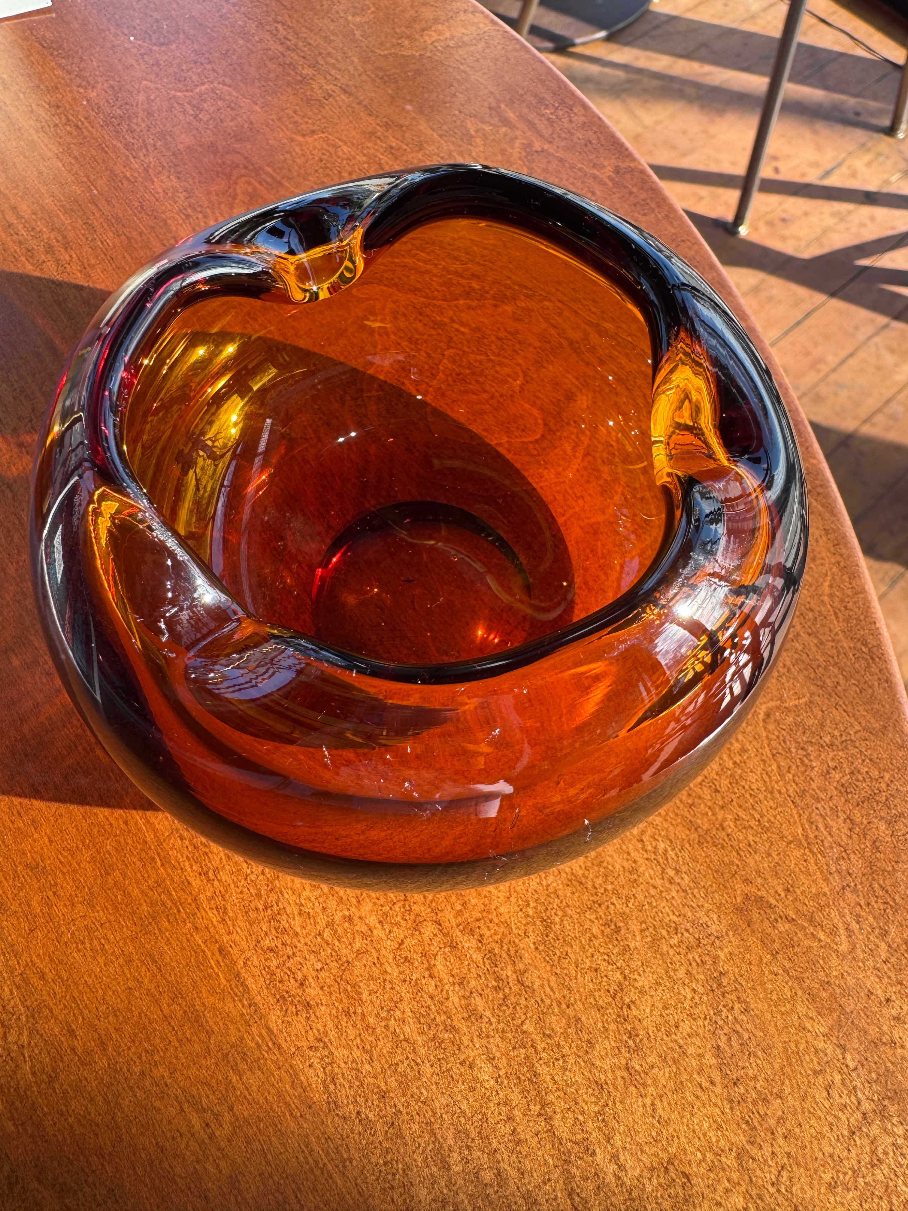 MCM Amber Handblown Glass Ashtray