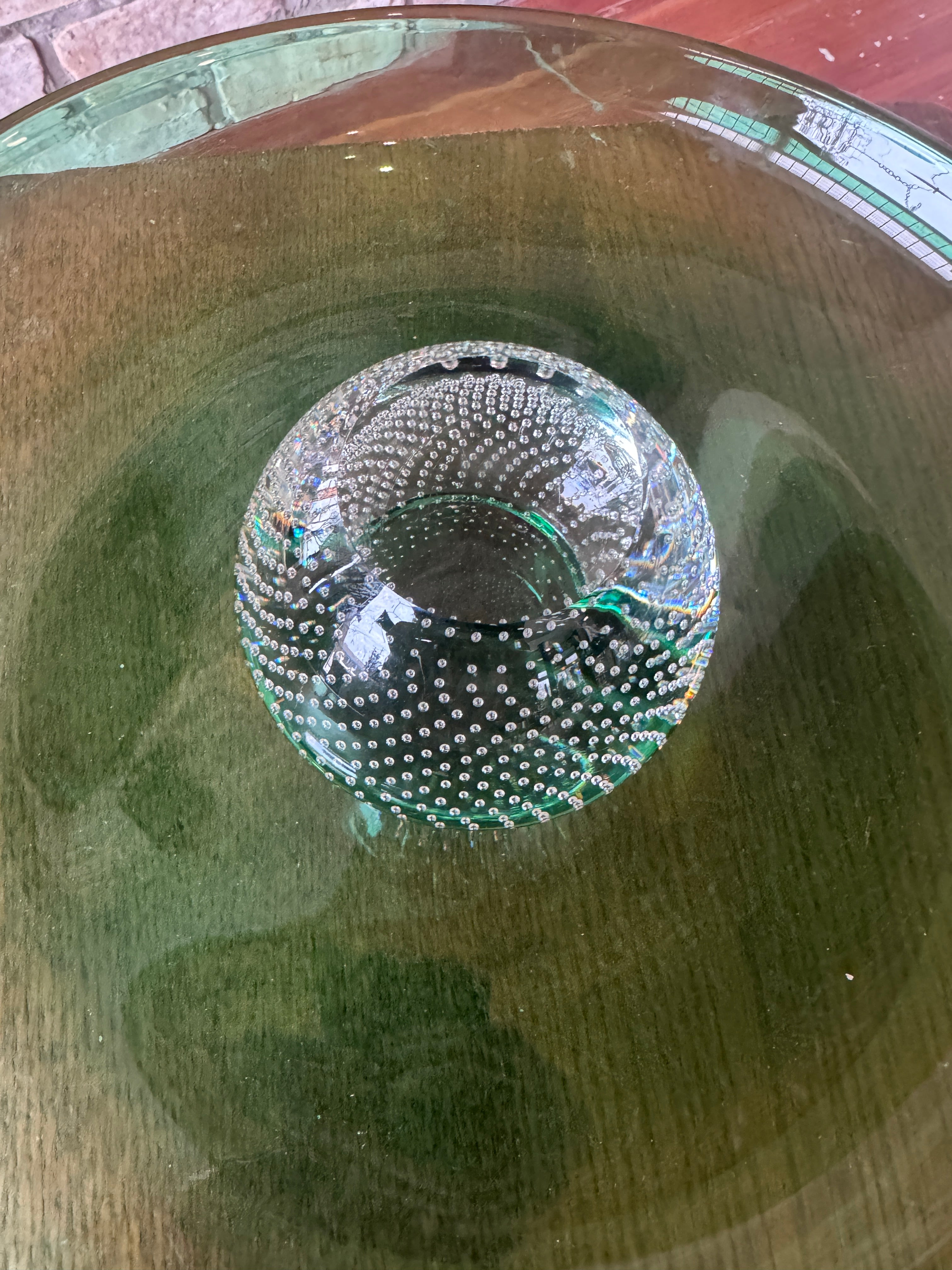 MCM Atomic Bullicante Green Art Glass Serving Plate