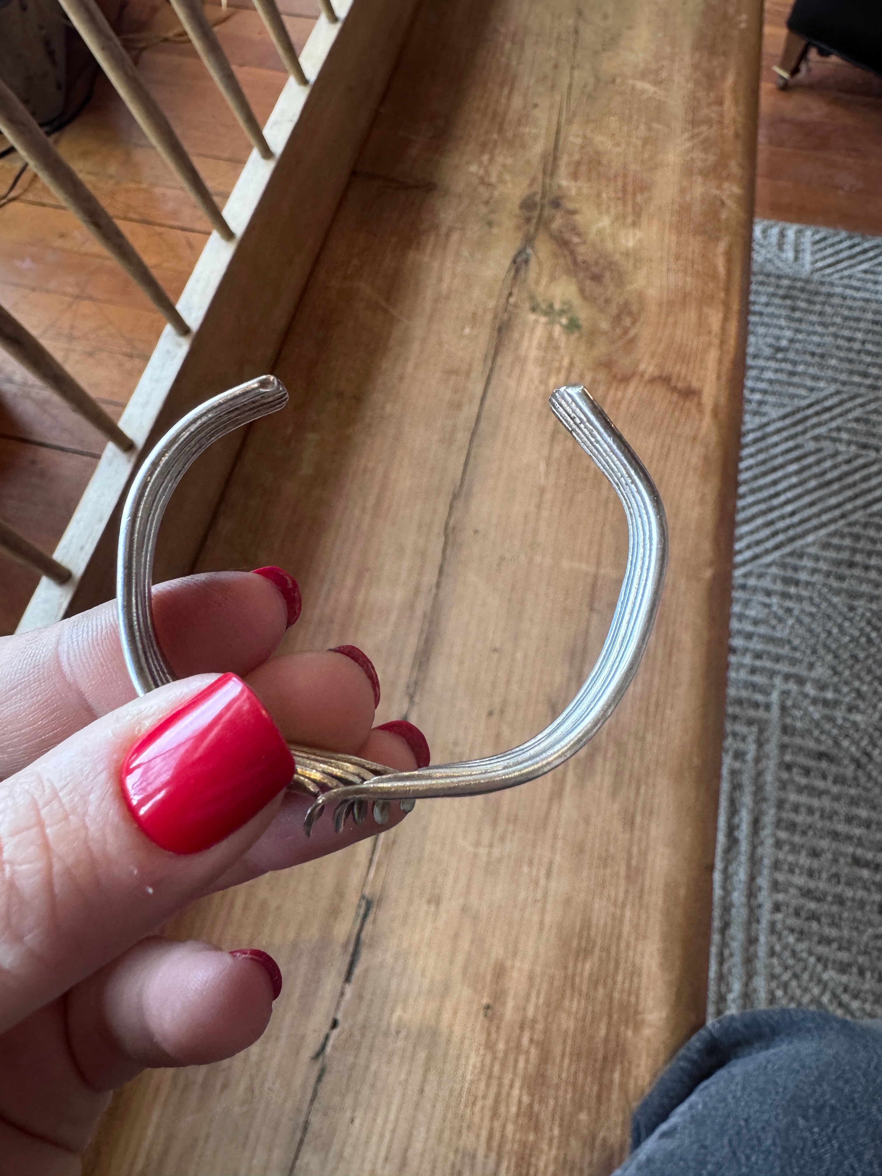 Vintage Modernist Sterling Silver Wave Cuff