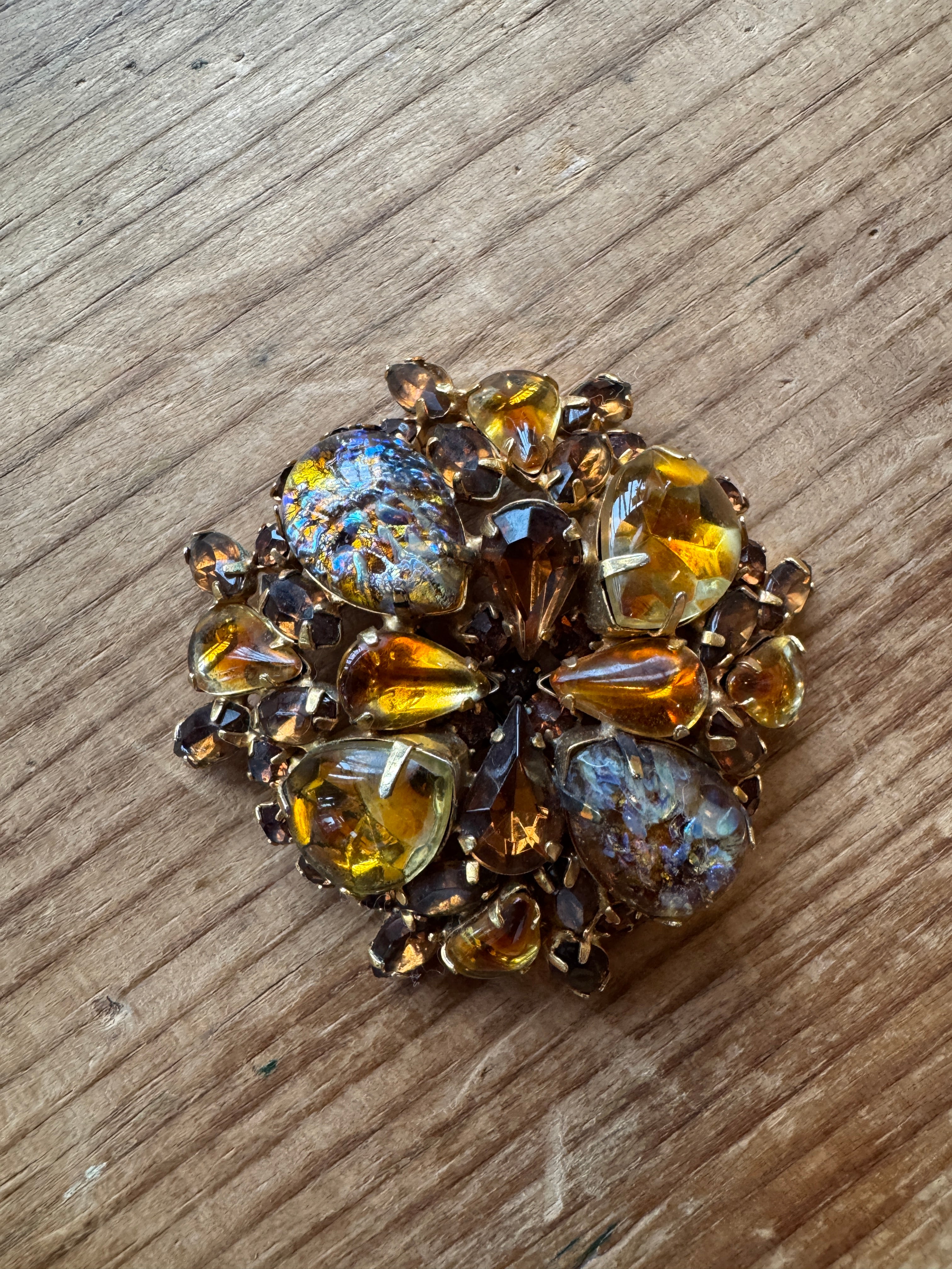 Vintage Orange and Amber Brooch
