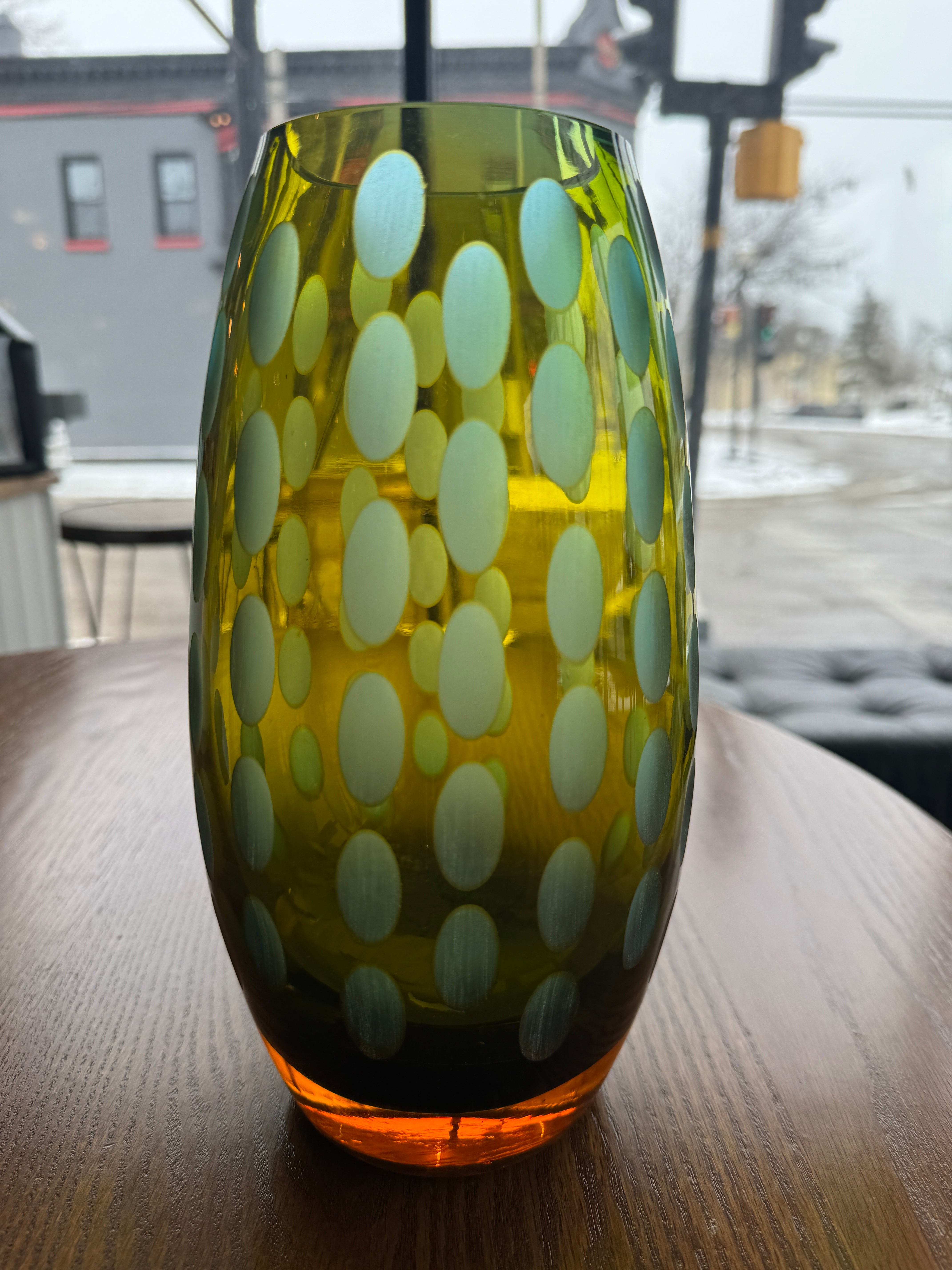 Mid Century Art Glass Thumbprint Vase