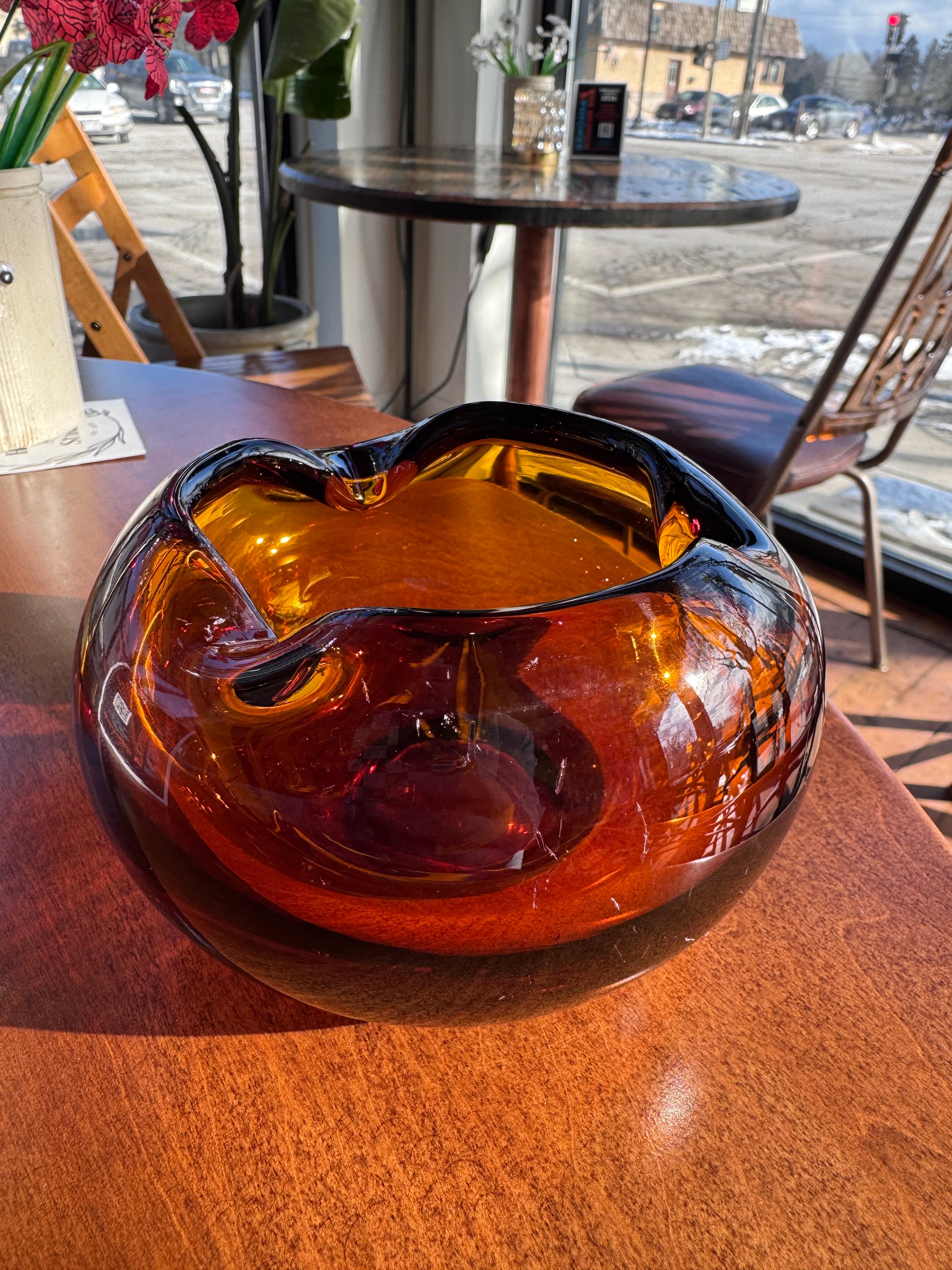 MCM Amber Handblown Glass Ashtray