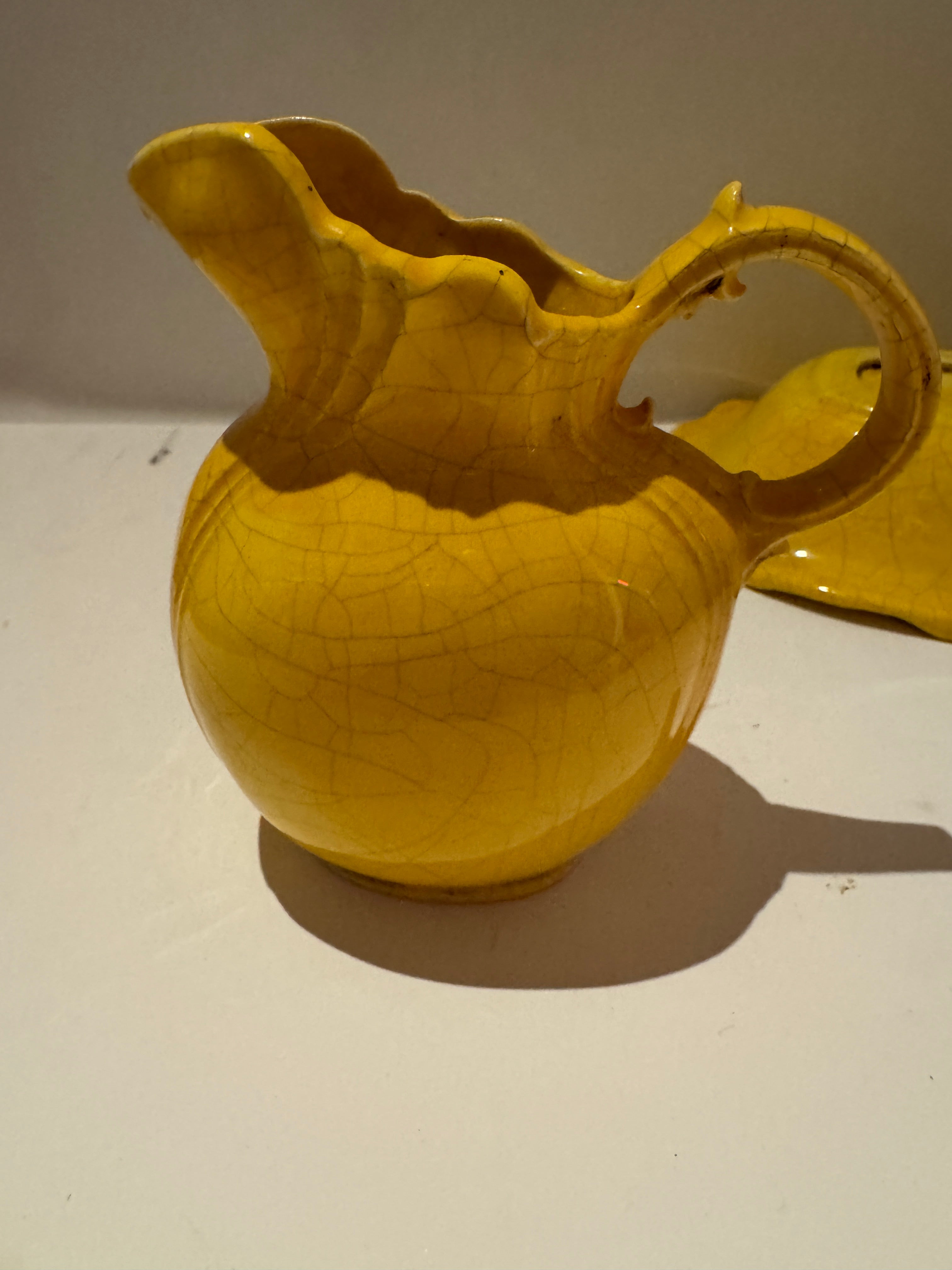 Vintage Yellow Mini Pitcher and Tray