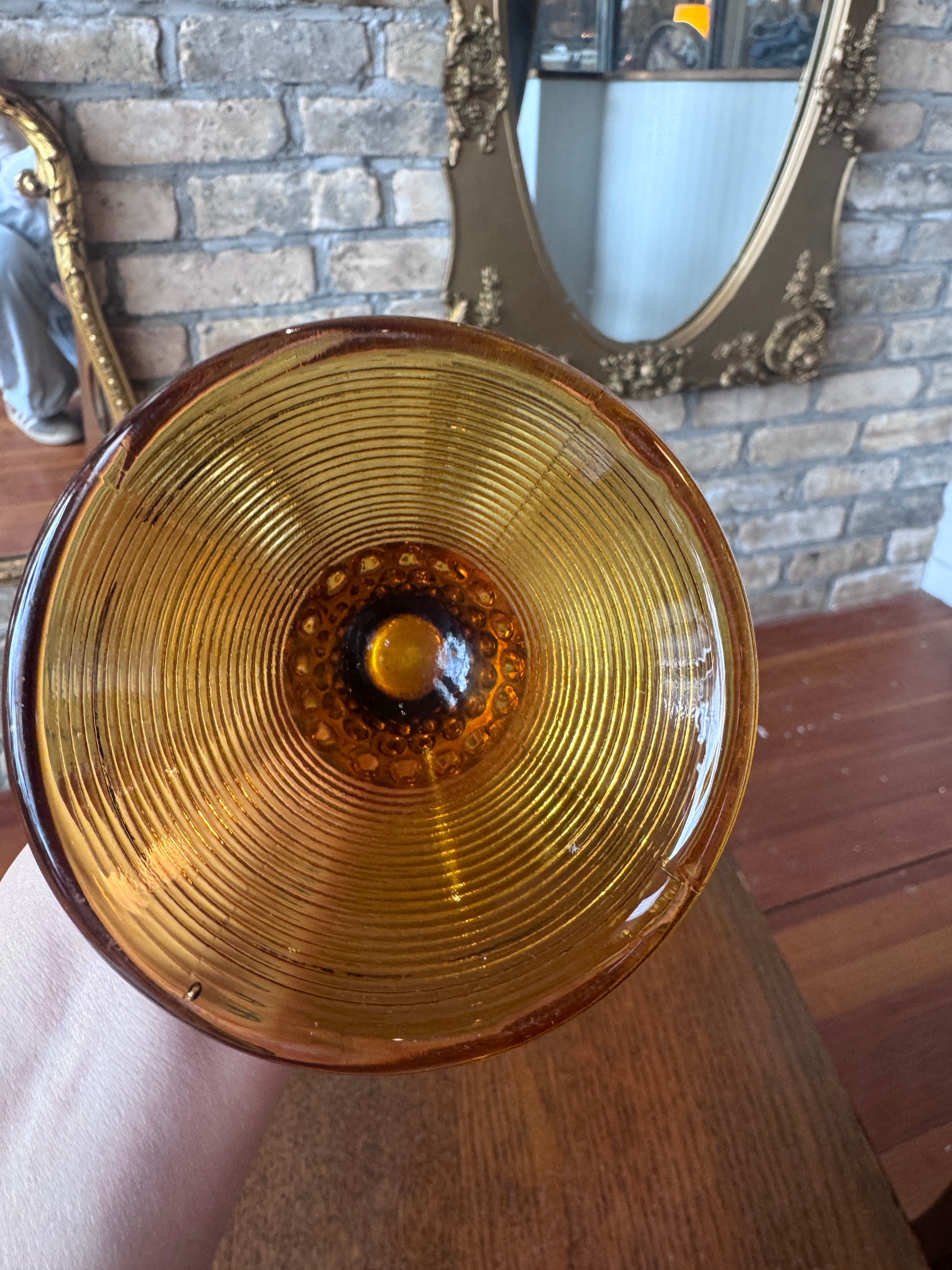 MCM Amber Hobnail Swung Glass Vase