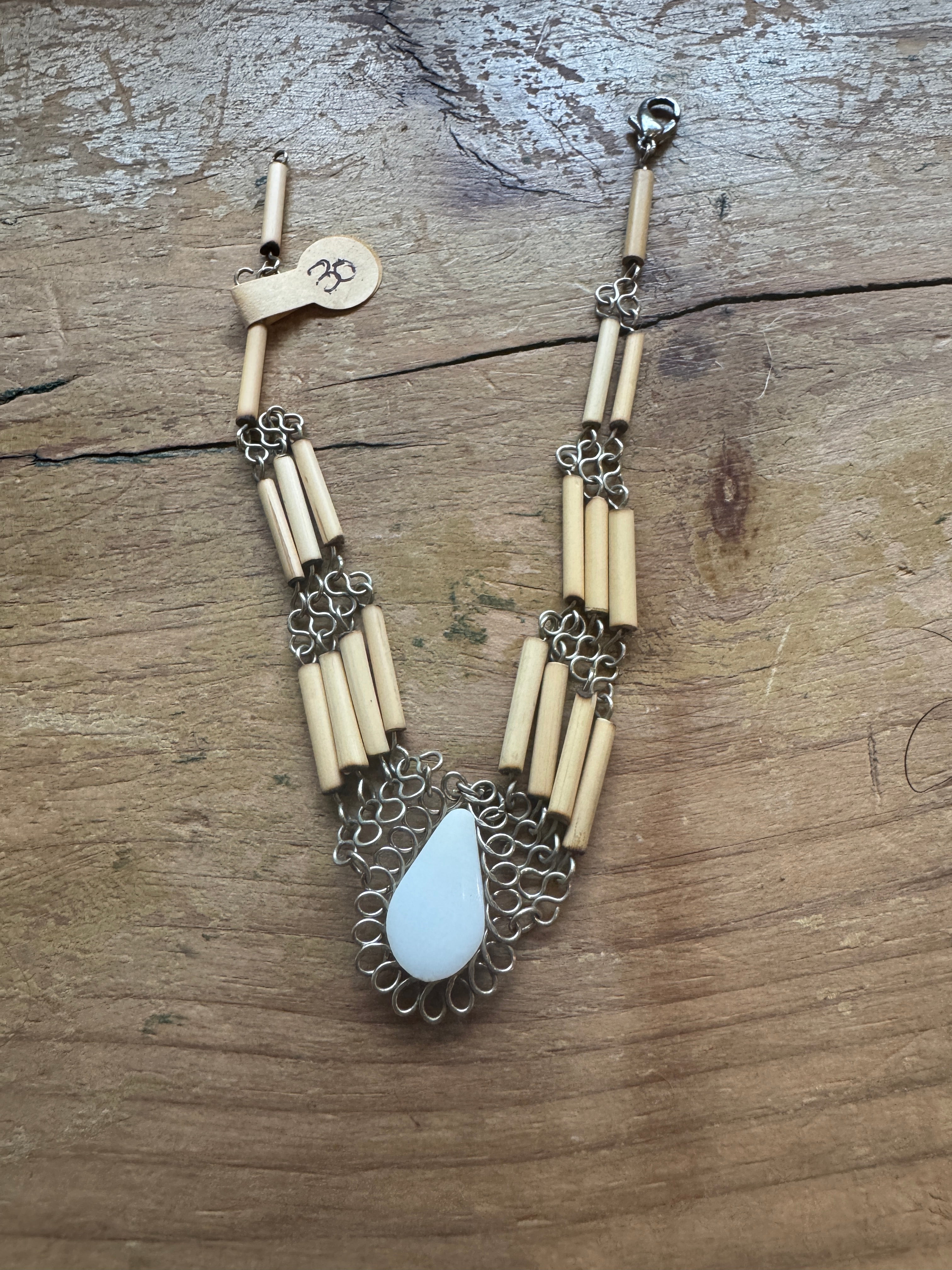 Silver and bamboo Handmade Bracelet