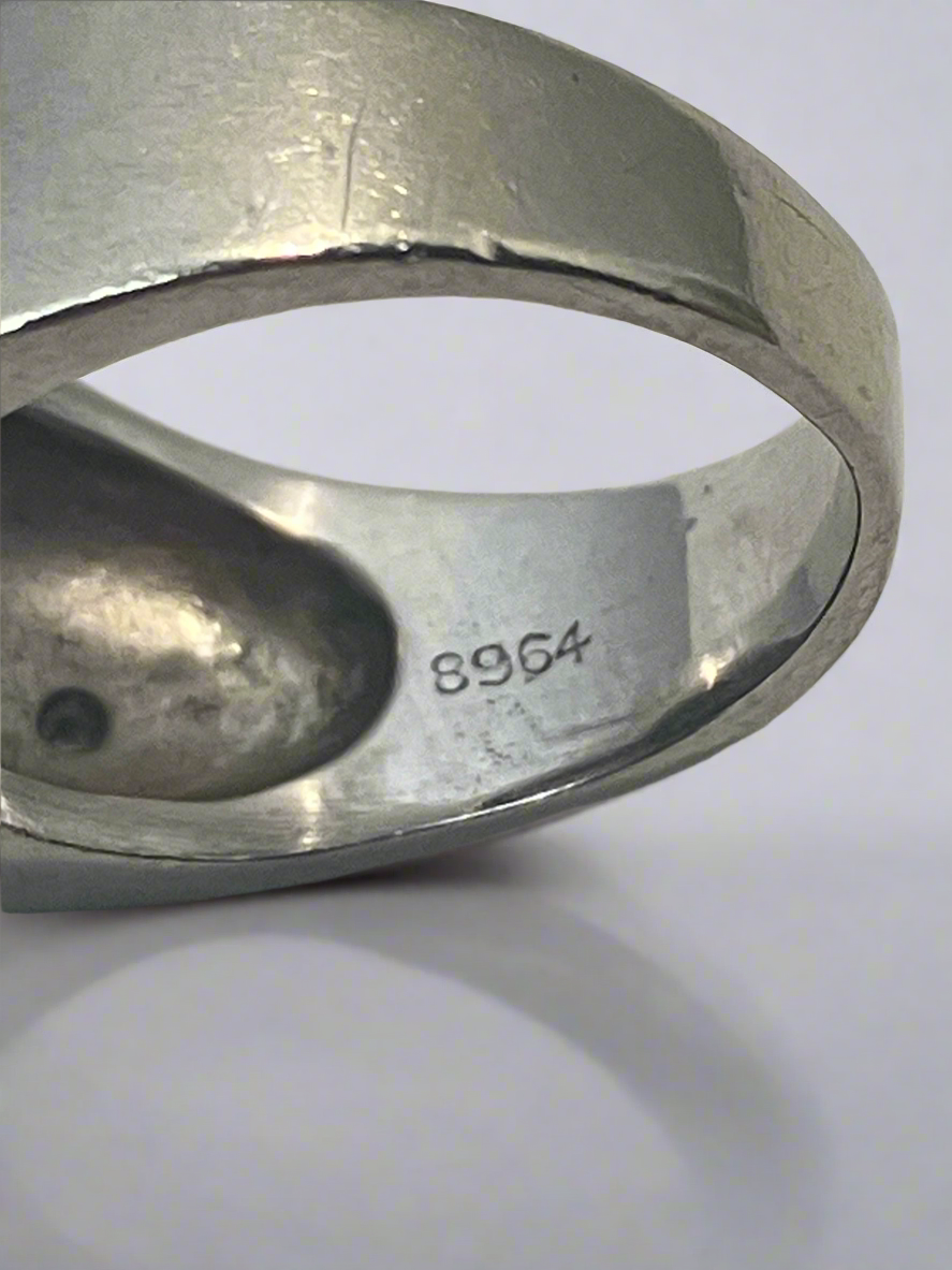 14k sterling silver ring with lab created star sapphire and cubic zirconias