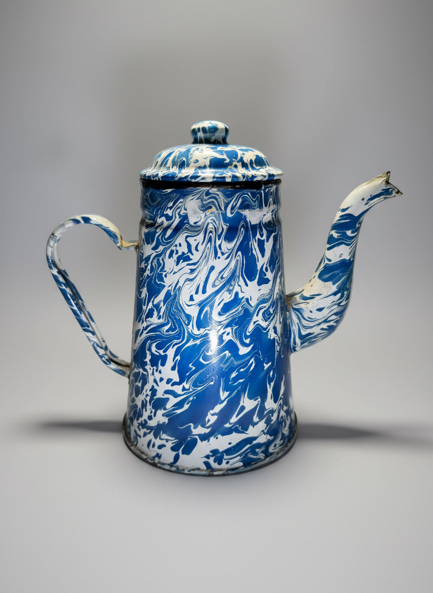 Vintage Marbleized Enamelware Coffee Pot