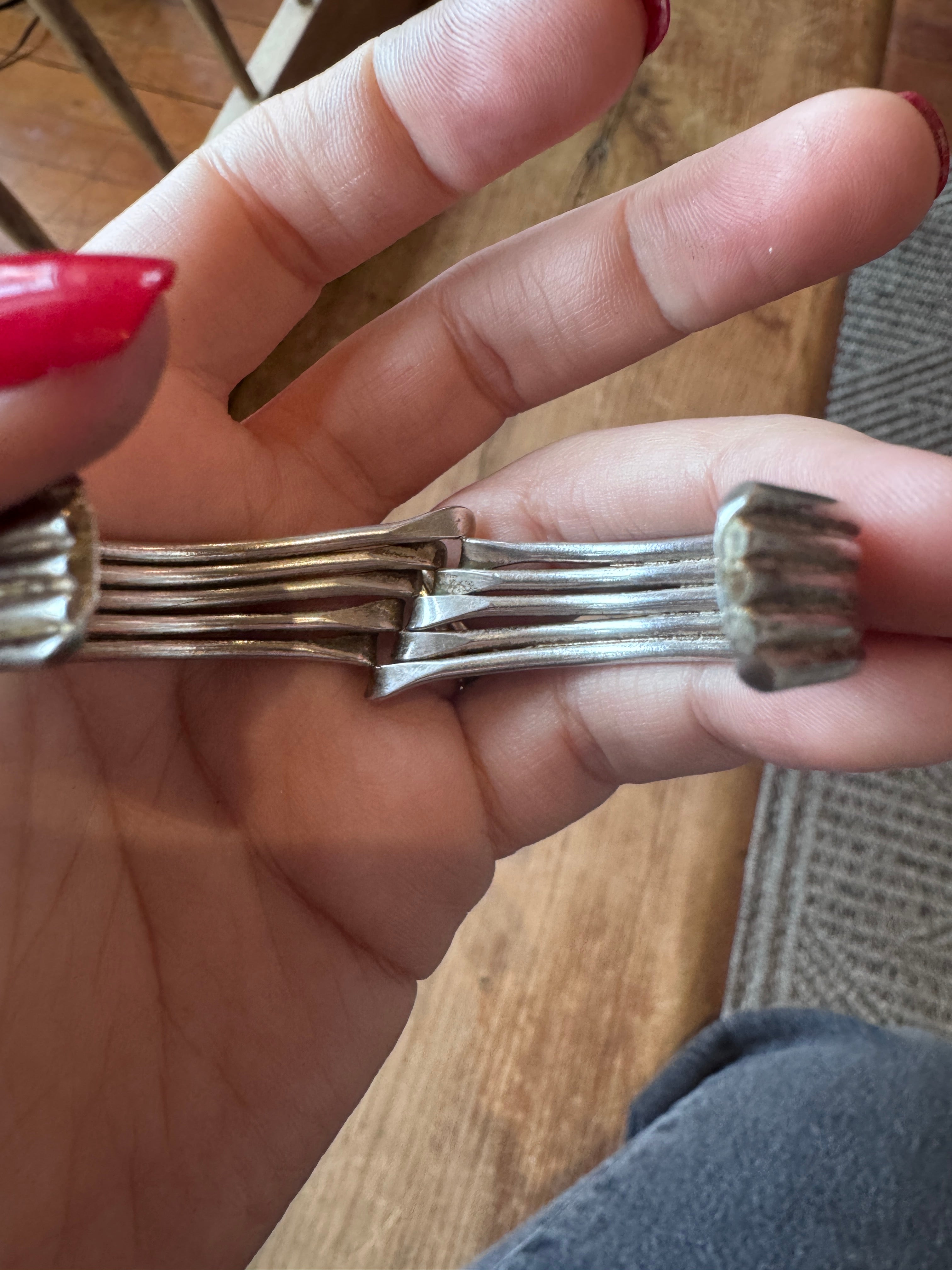 Vintage Modernist Sterling Silver Wave Cuff