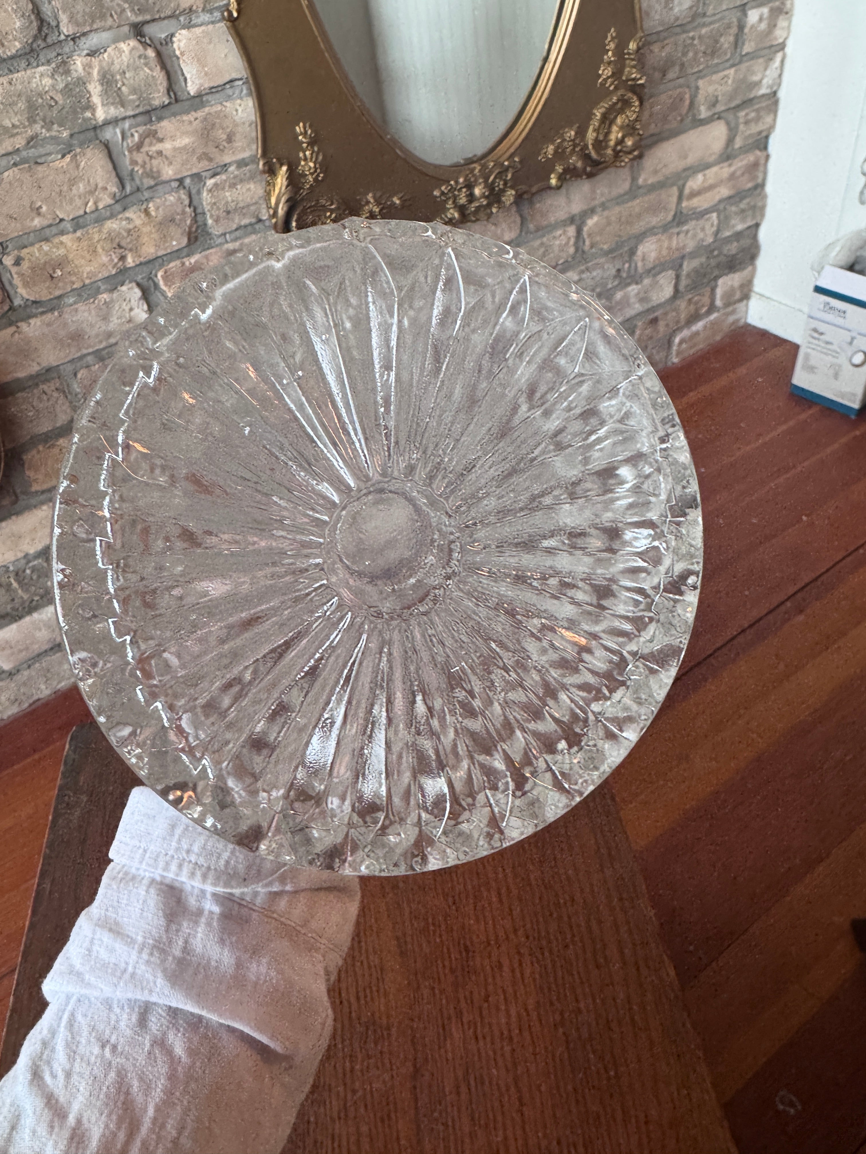 Vintage Glass Pitcher w/ Silver Plated Top & Handle