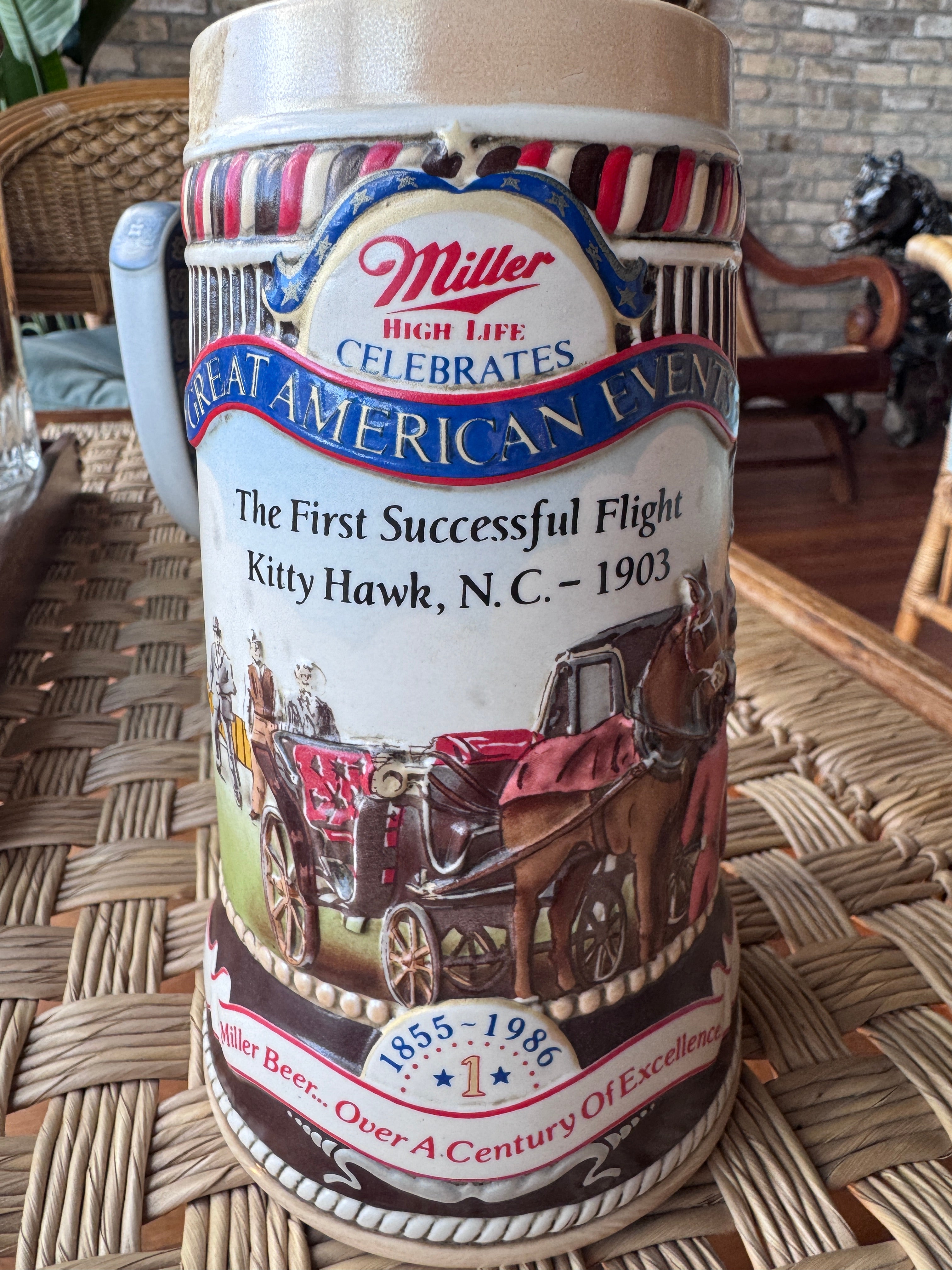 1986 Miller High Life Stein"Great American Achievements" Kitty Hawk