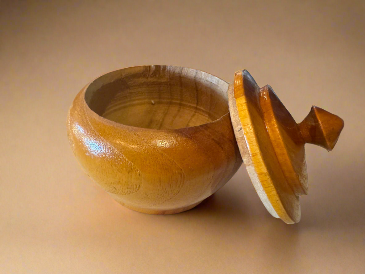Hand Turned Maple Wood Jar With Grip