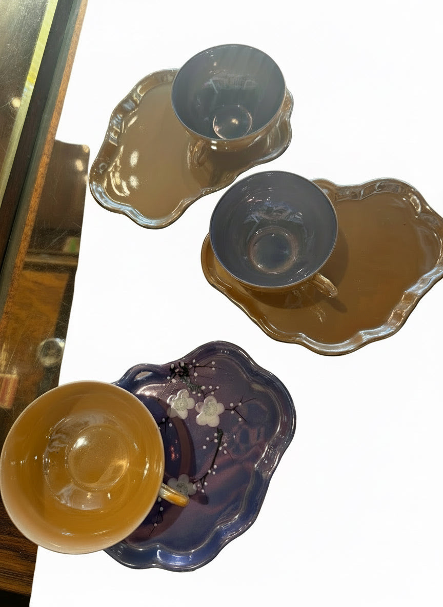 1930s Japanese Lusterware Snack Tray & Tea Cup