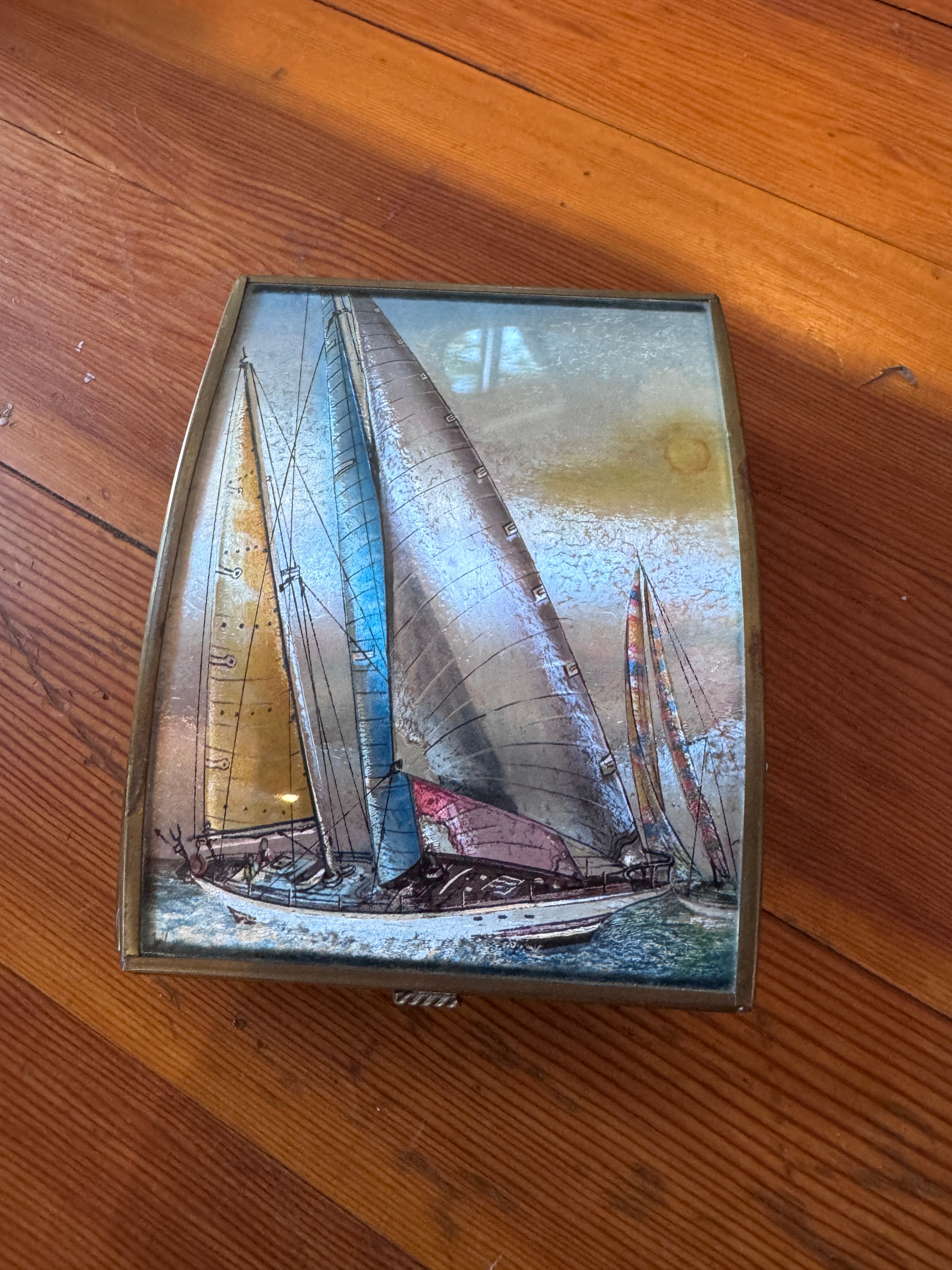 Sailboat Glass Trinket Box