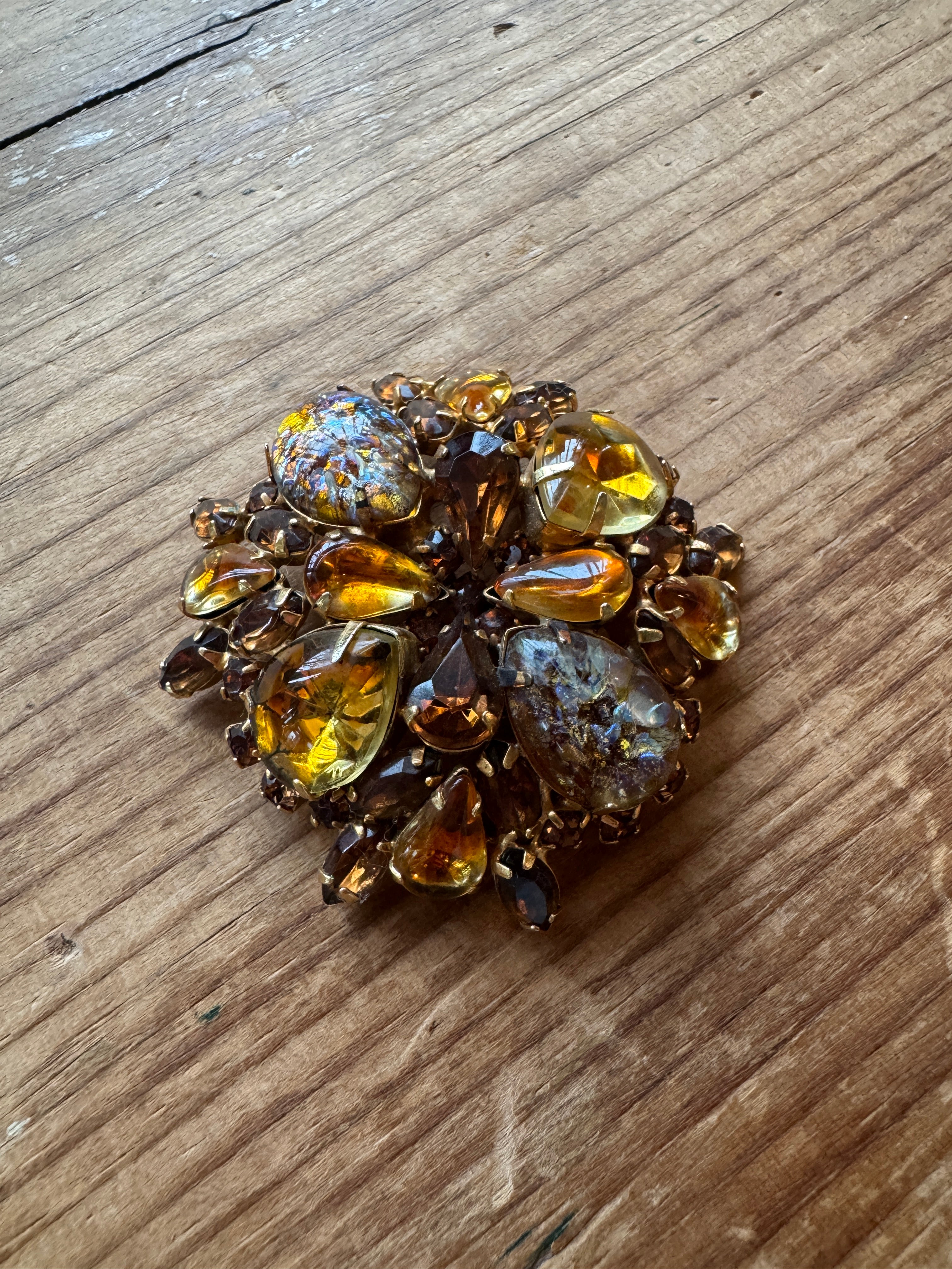 Vintage Orange and Amber Brooch
