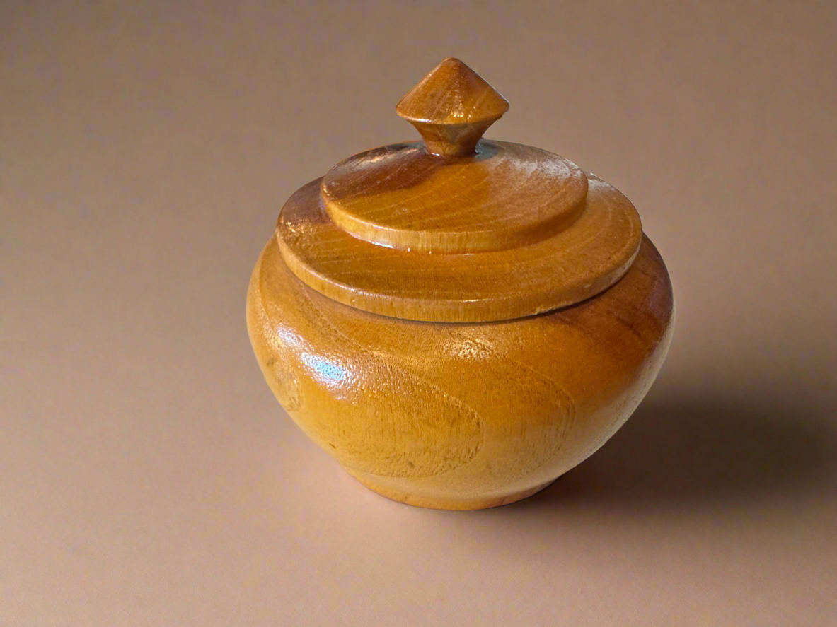 Hand Turned Maple Wood Jar With Grip