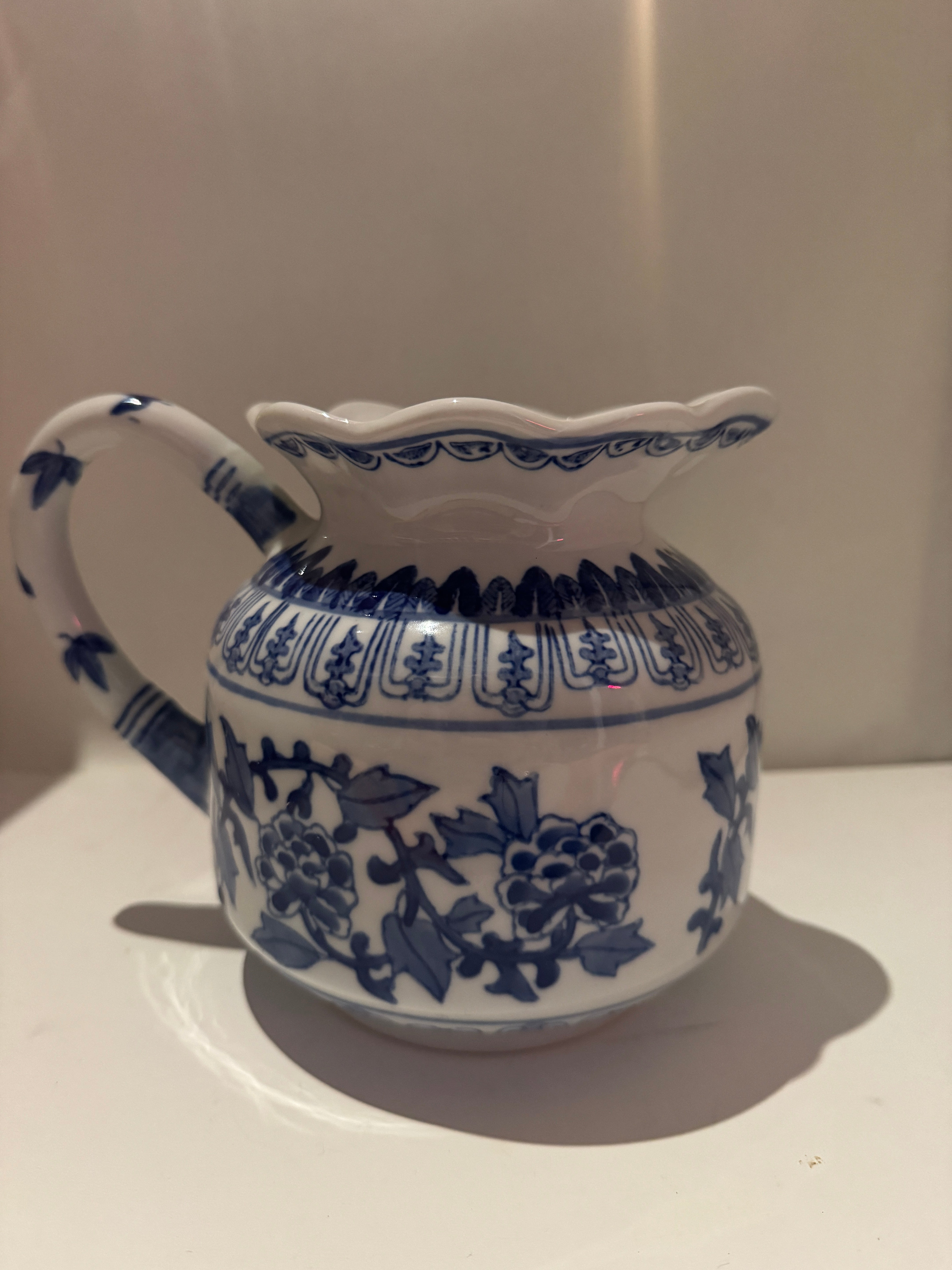 Vintage Chinese Floral Hand-Painted Pitcher