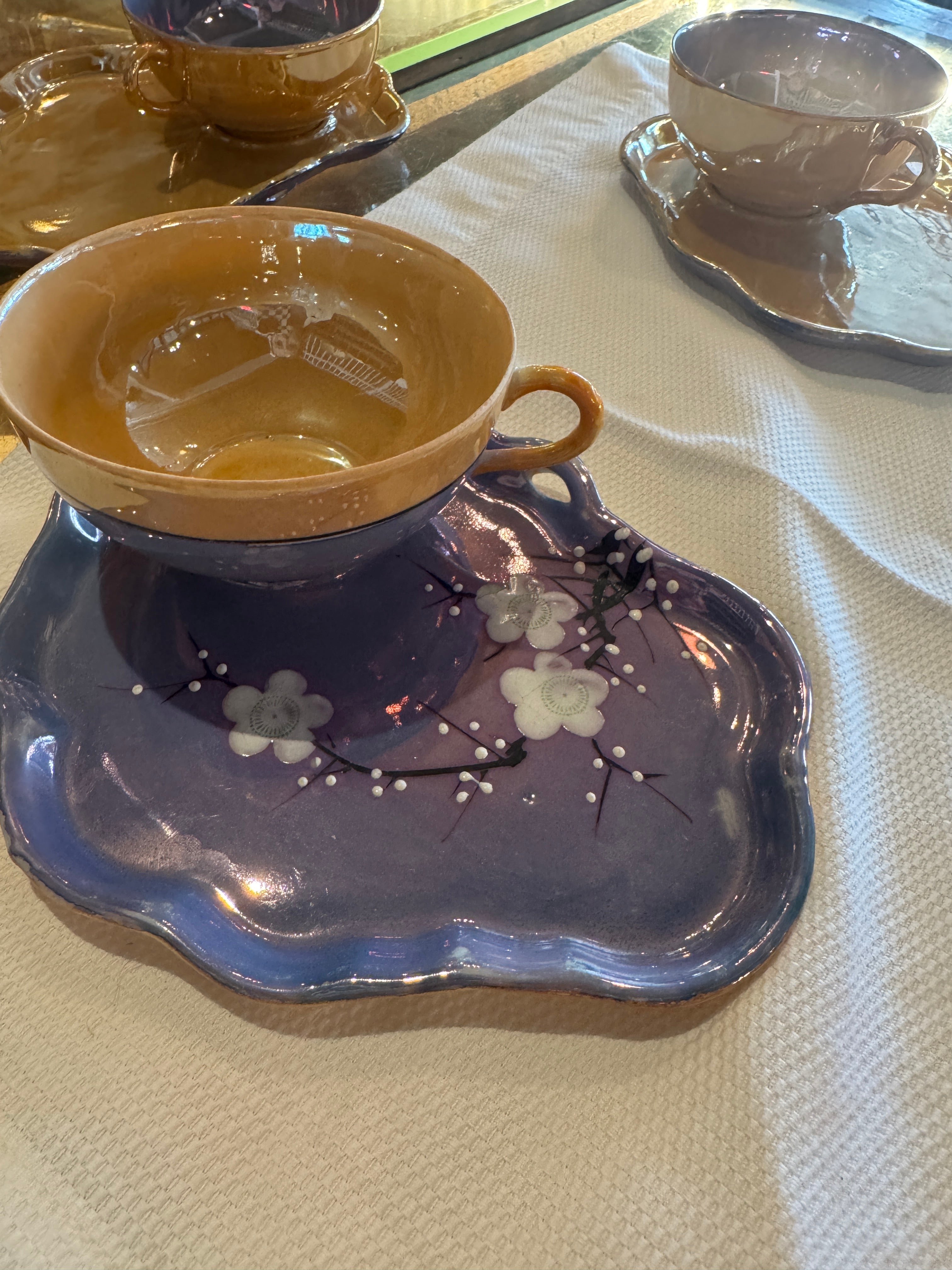 1930s Japanese Lusterware Snack Tray & Tea Cup