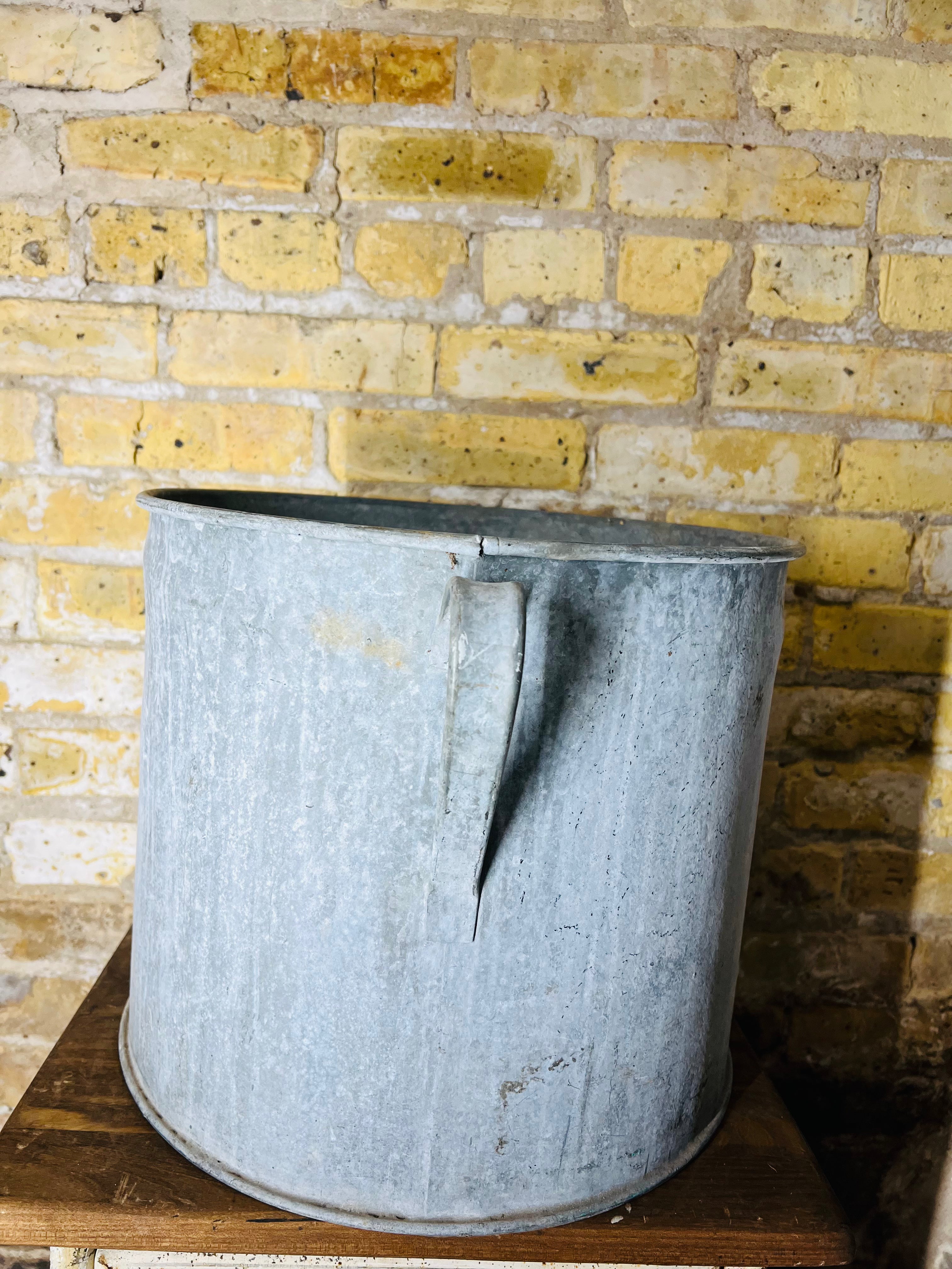 Vintage Galvanized Metal Planter