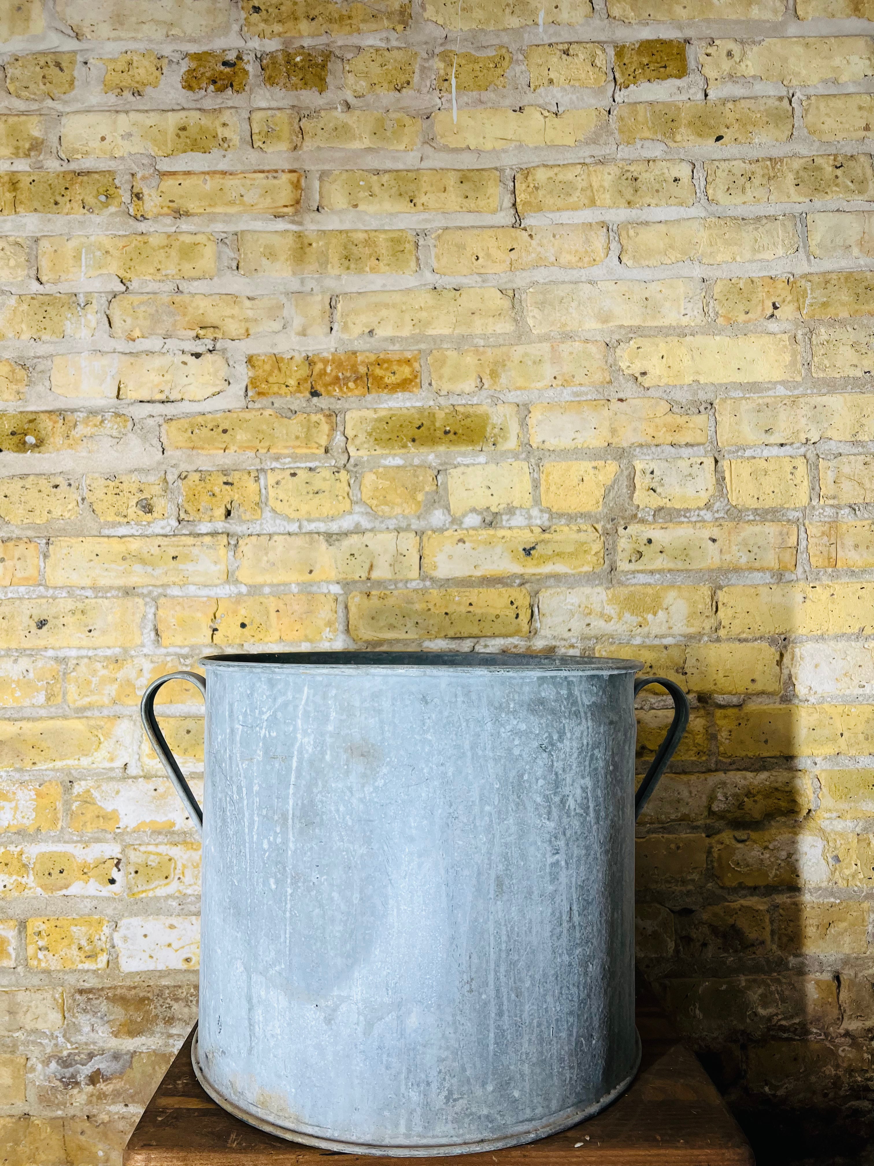 Vintage Galvanized Metal Planter