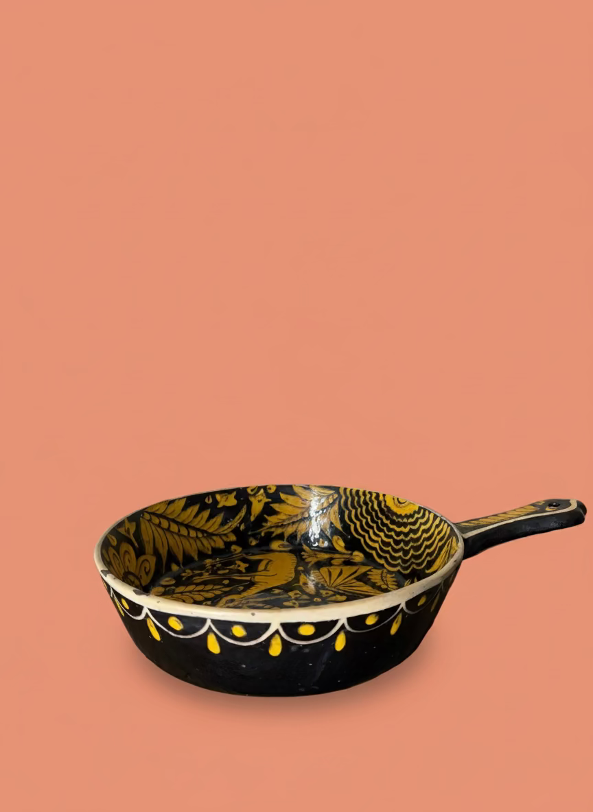 Vintage Mexican Pottery Tlaquapaque Skillet