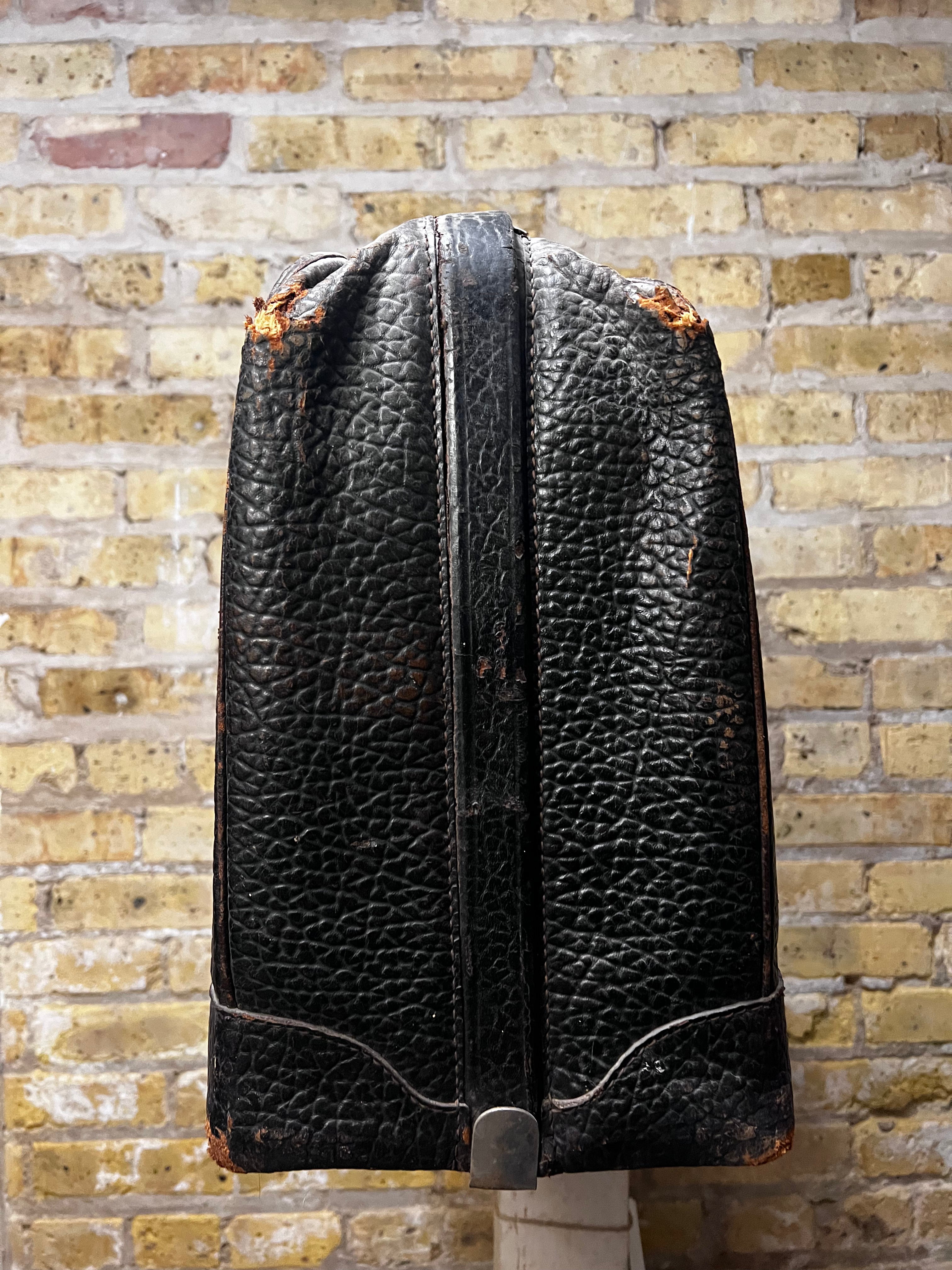 Vintage Black Leather Suitcase