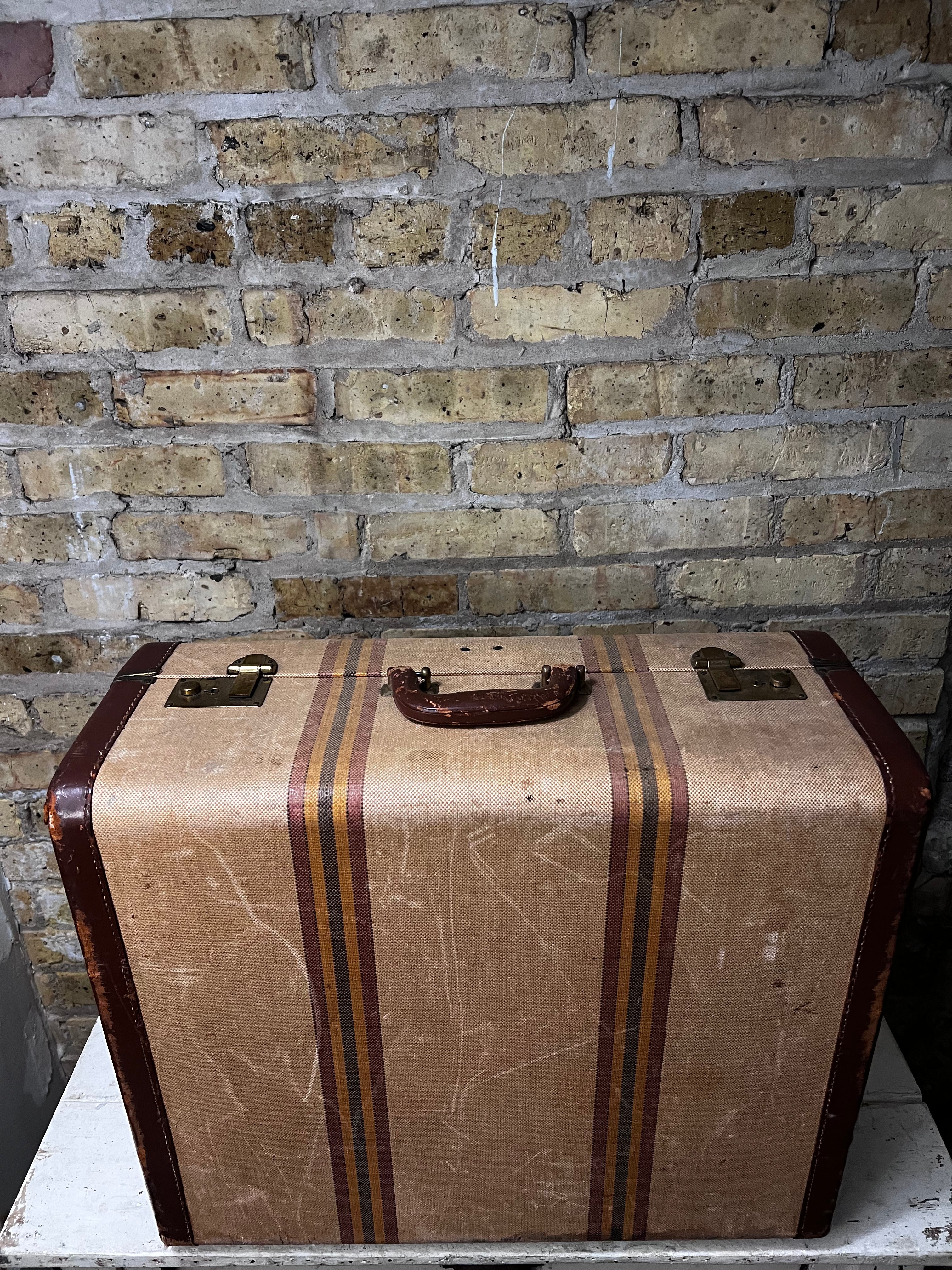 Vintage Yellow & Brown Suitcase