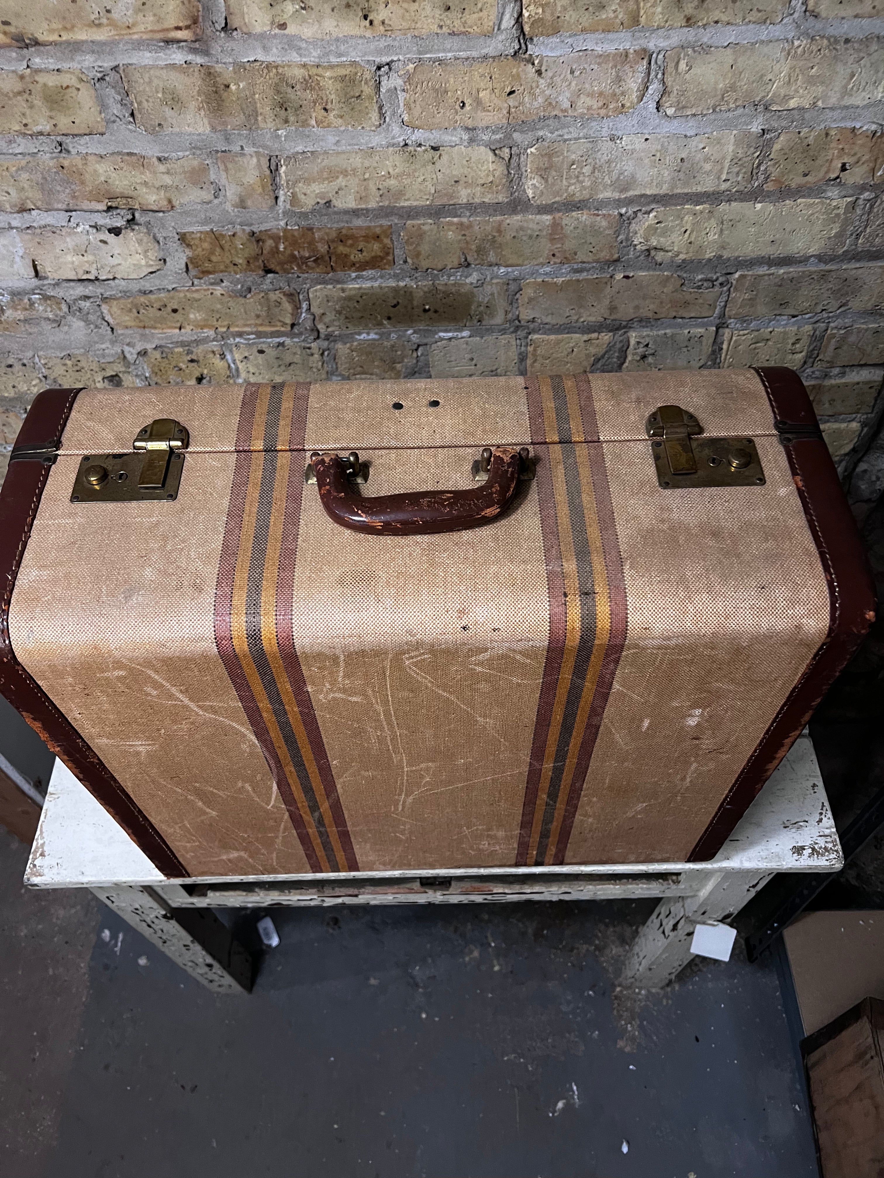Vintage Yellow & Brown Suitcase