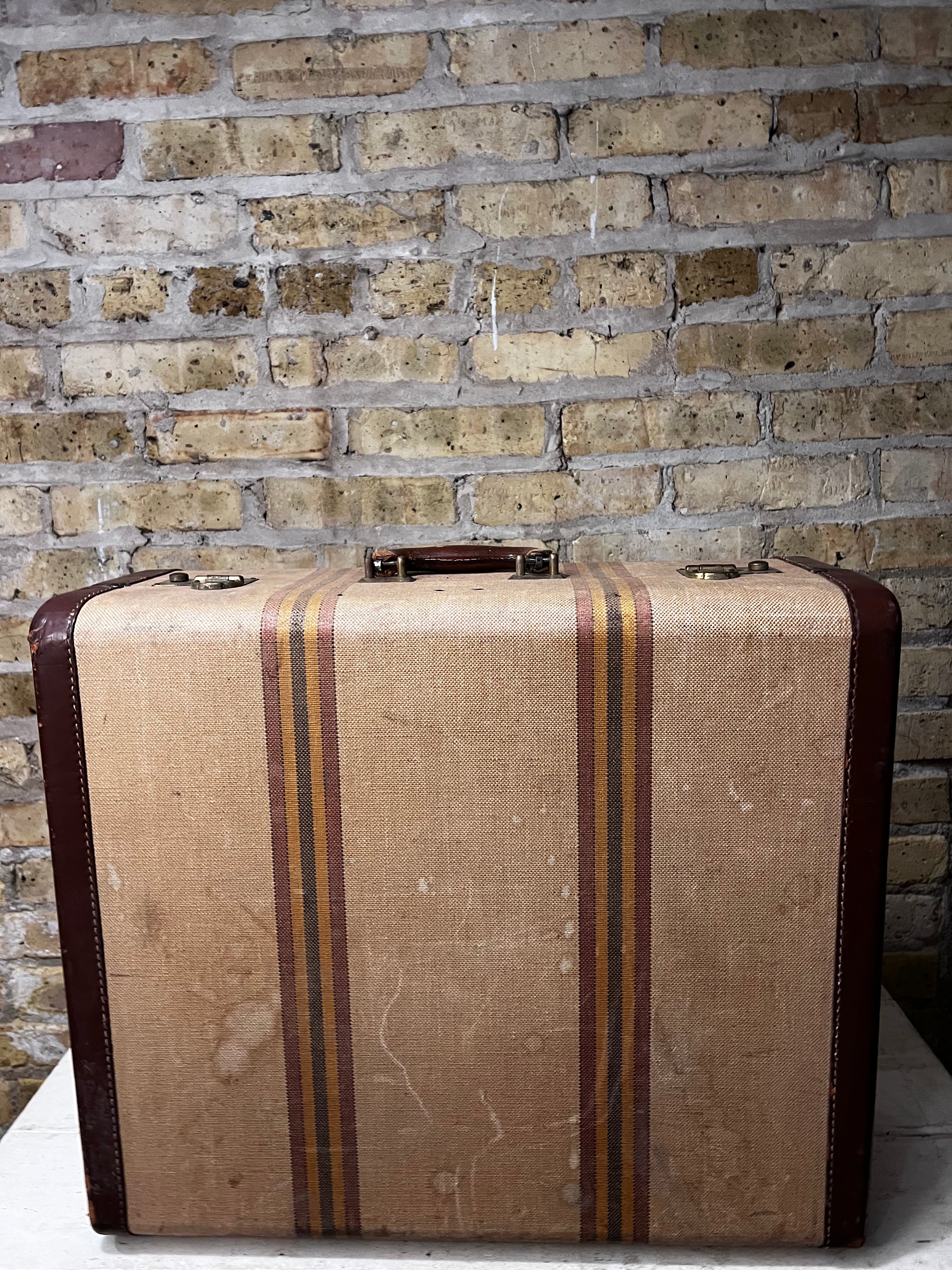 Vintage Yellow & Brown Suitcase