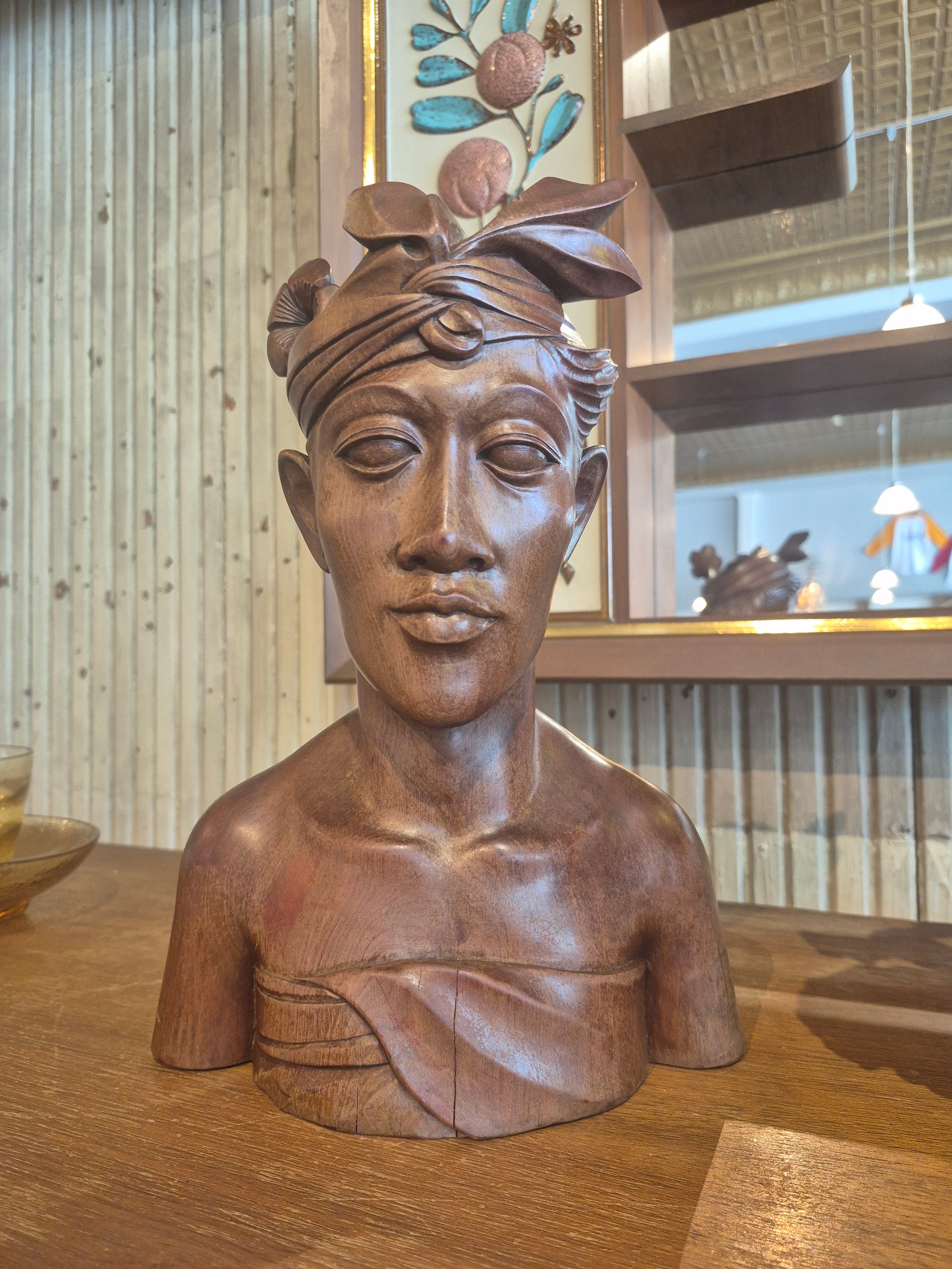 Handcarved male bust from Bali{sold as set}