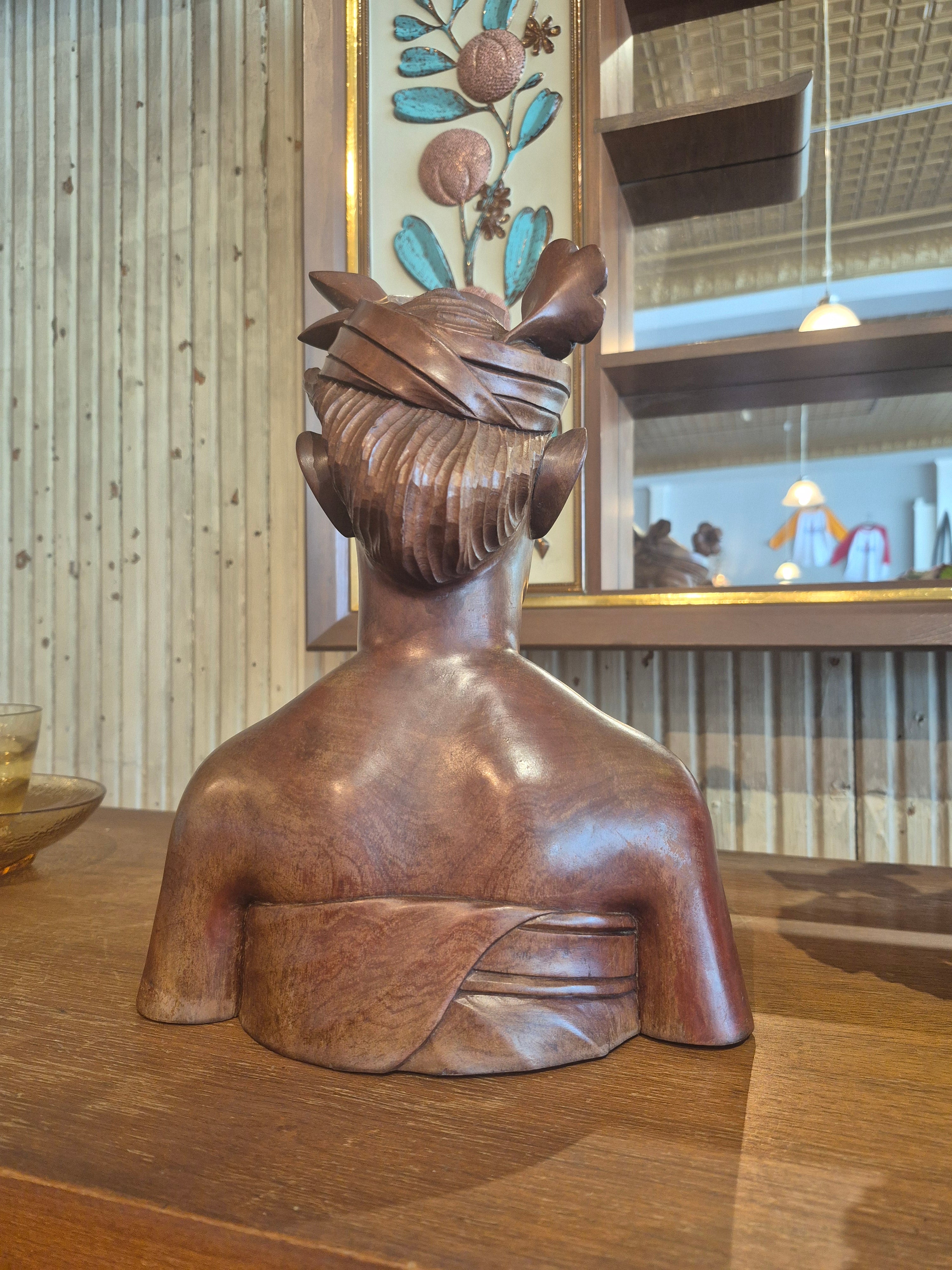 Handcarved male bust from Bali{sold as set}