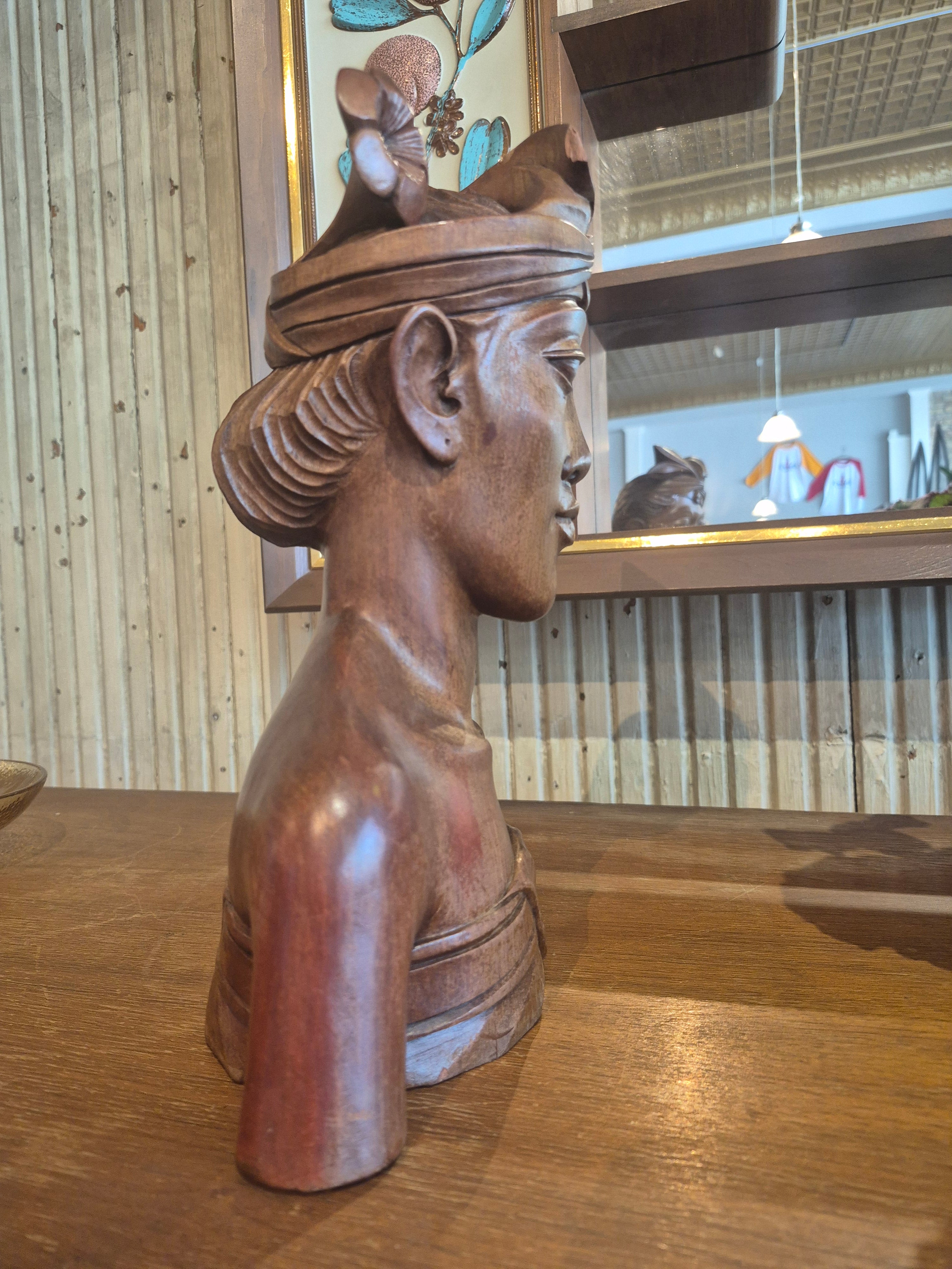 Handcarved male bust from Bali{sold as set}