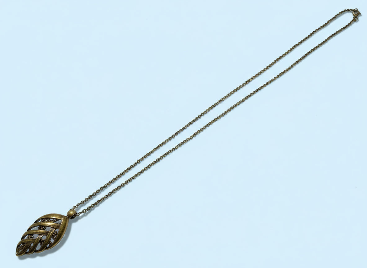 Off White Enamel Leaf Necklace