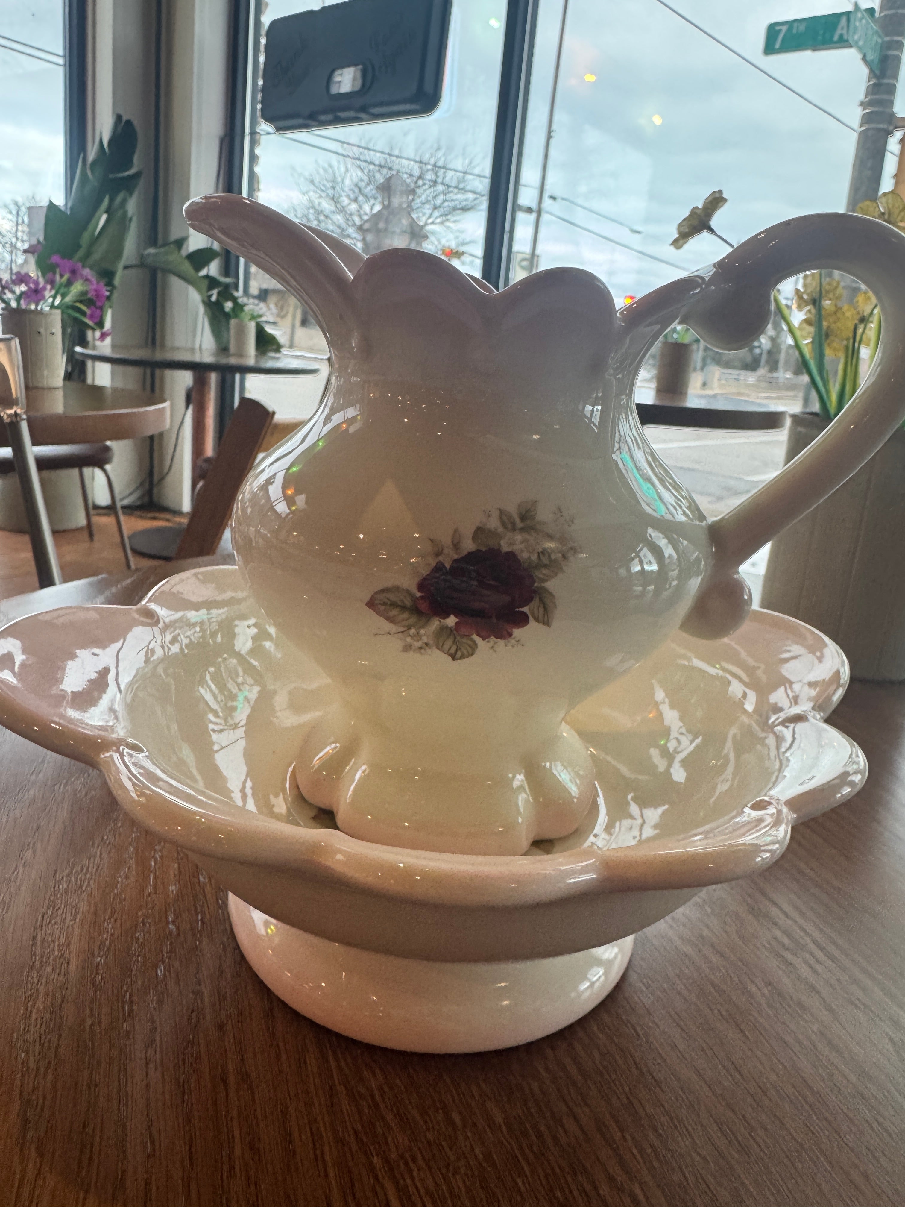 Vintage Floral Pitcher & Wash Basin