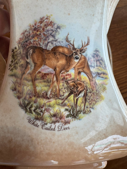 1984 Hand-Painted Deer Pitcher & Bowl