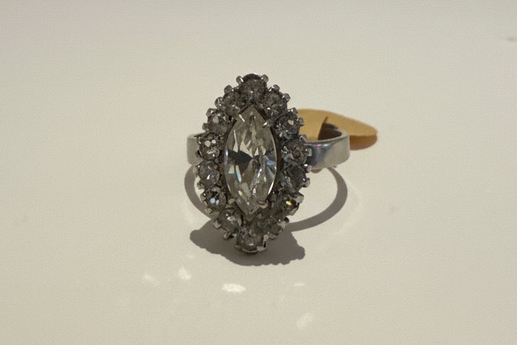 Vintage All-Size Silver Ring with Cubic Zirconia Ring