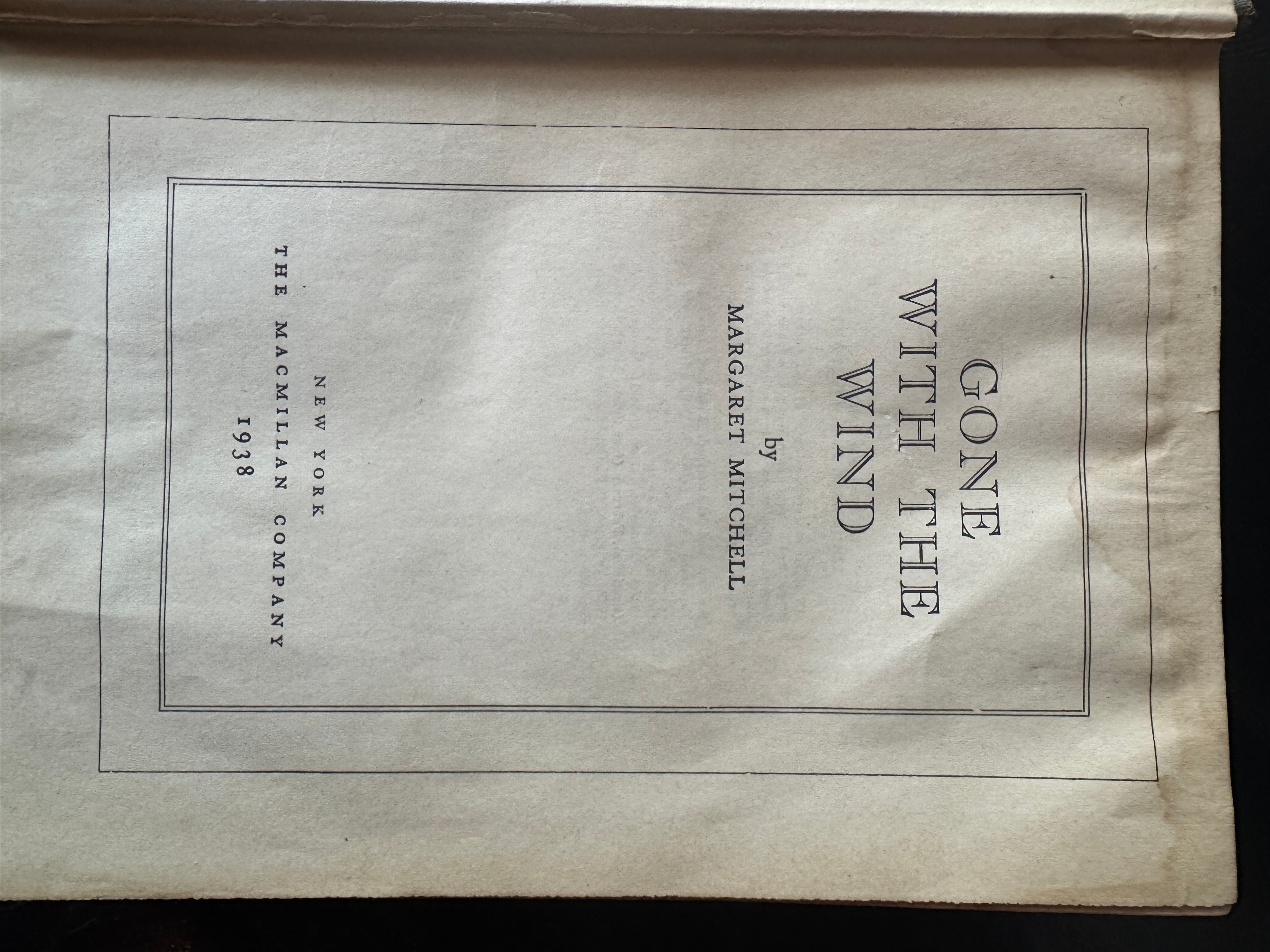 1938 Edition Gone with the Wind Hard Cover Book