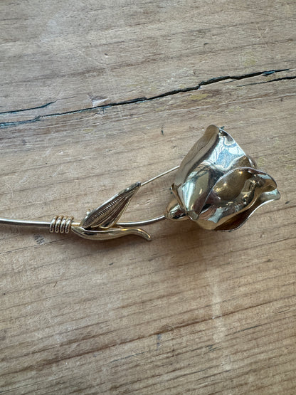 Gold-tone Rose Brooch Pin