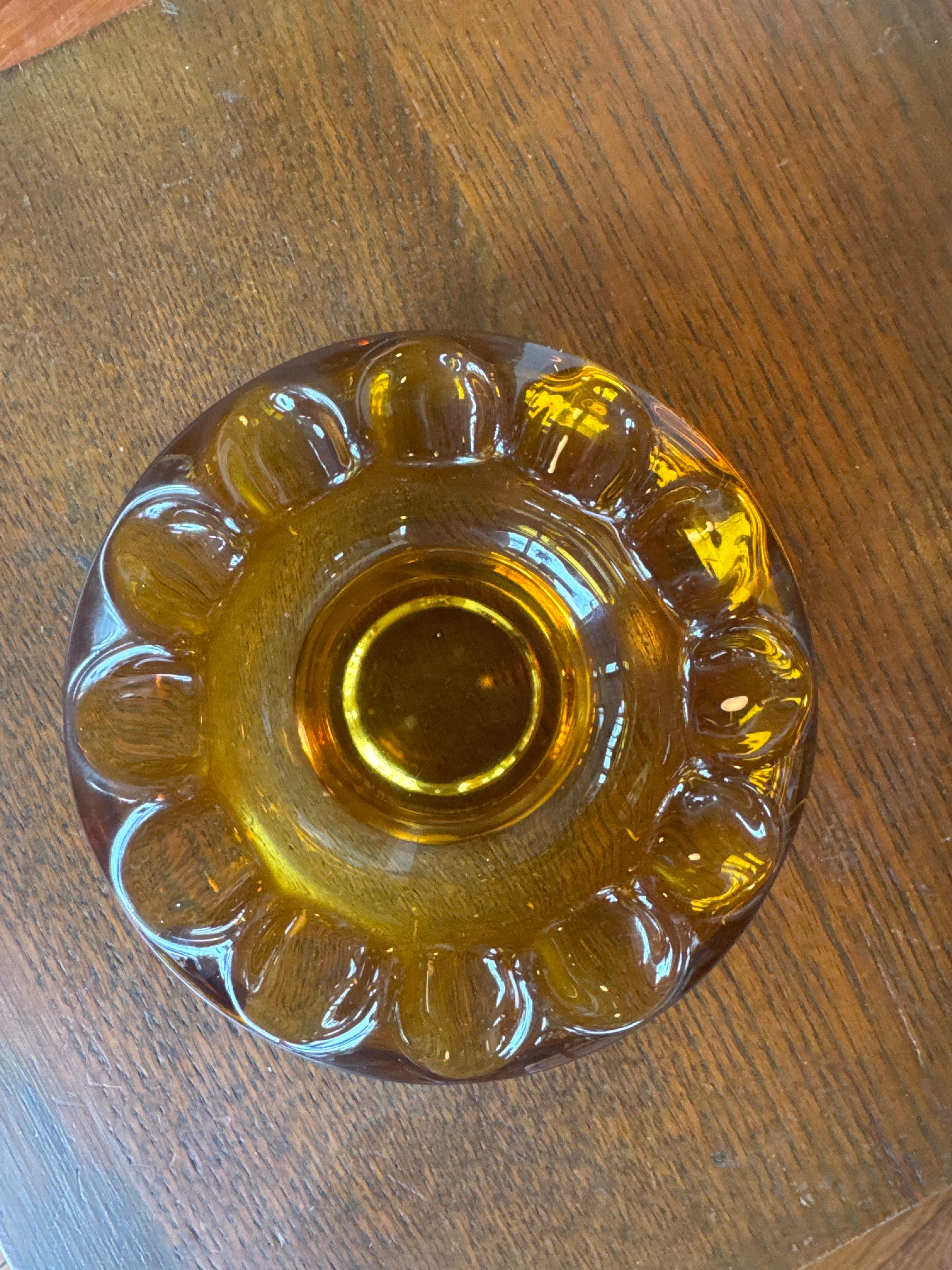Vintage Sklo Union Heavy Amber Glass Ashtray