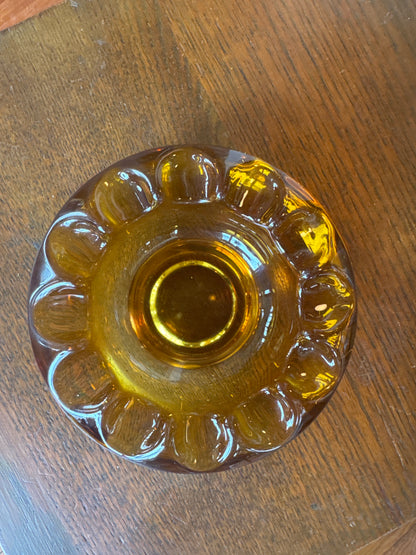 Vintage Sklo Union Heavy Amber Glass Ashtray