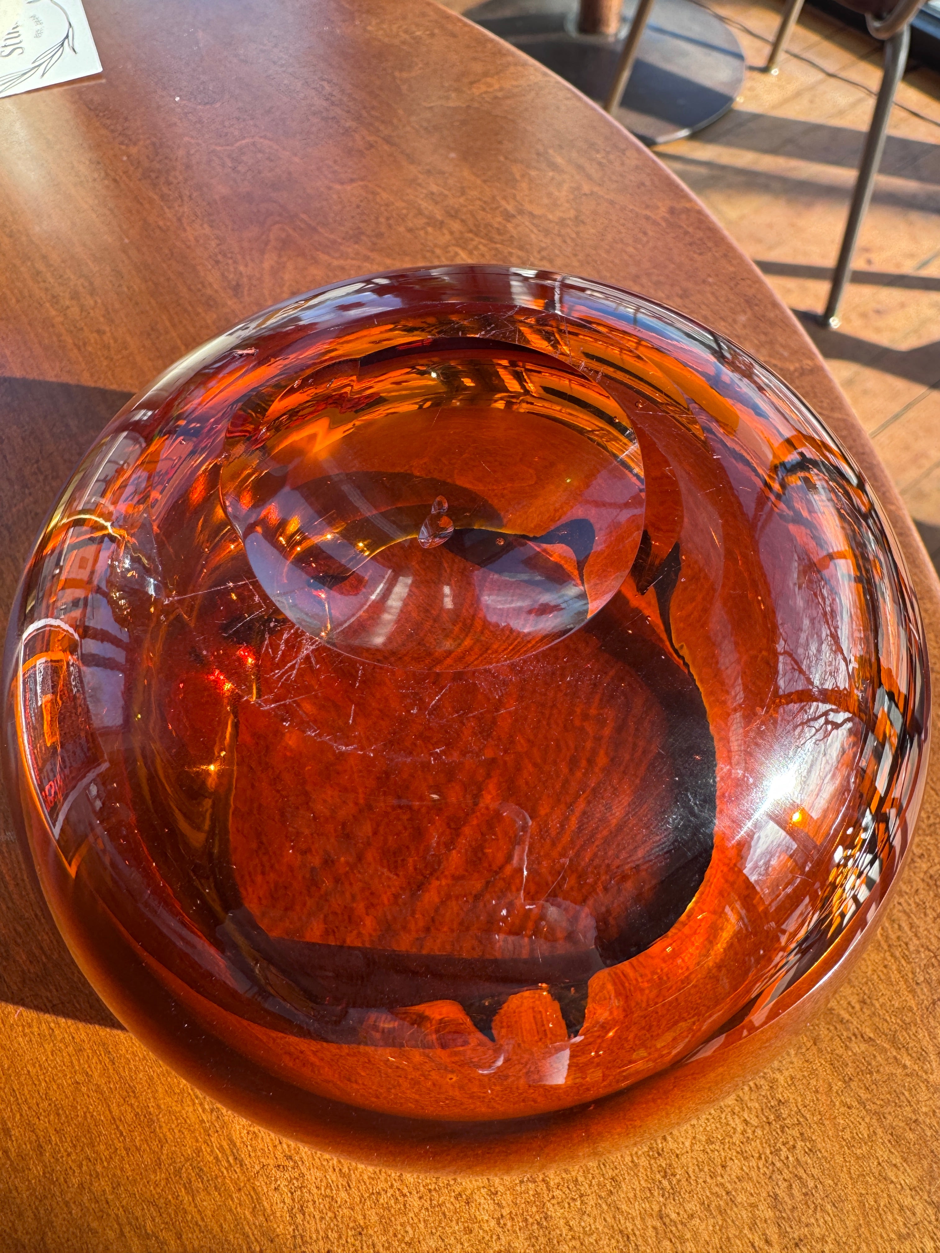 MCM Amber Handblown Glass Ashtray