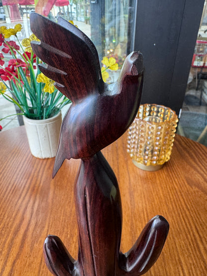Southwestern Carved Wood Bird & Cactus