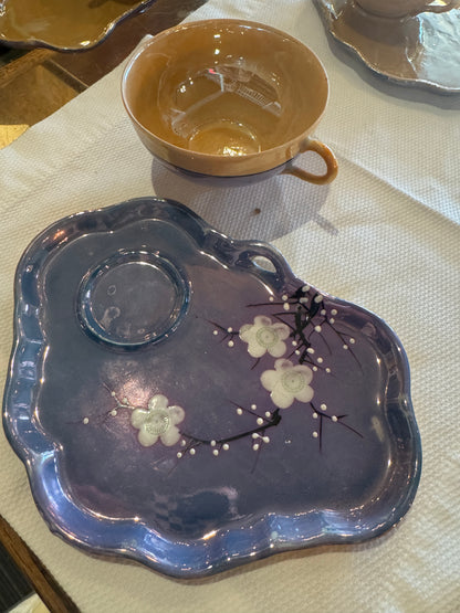 1930s Japanese Lusterware Snack Tray & Tea Cup