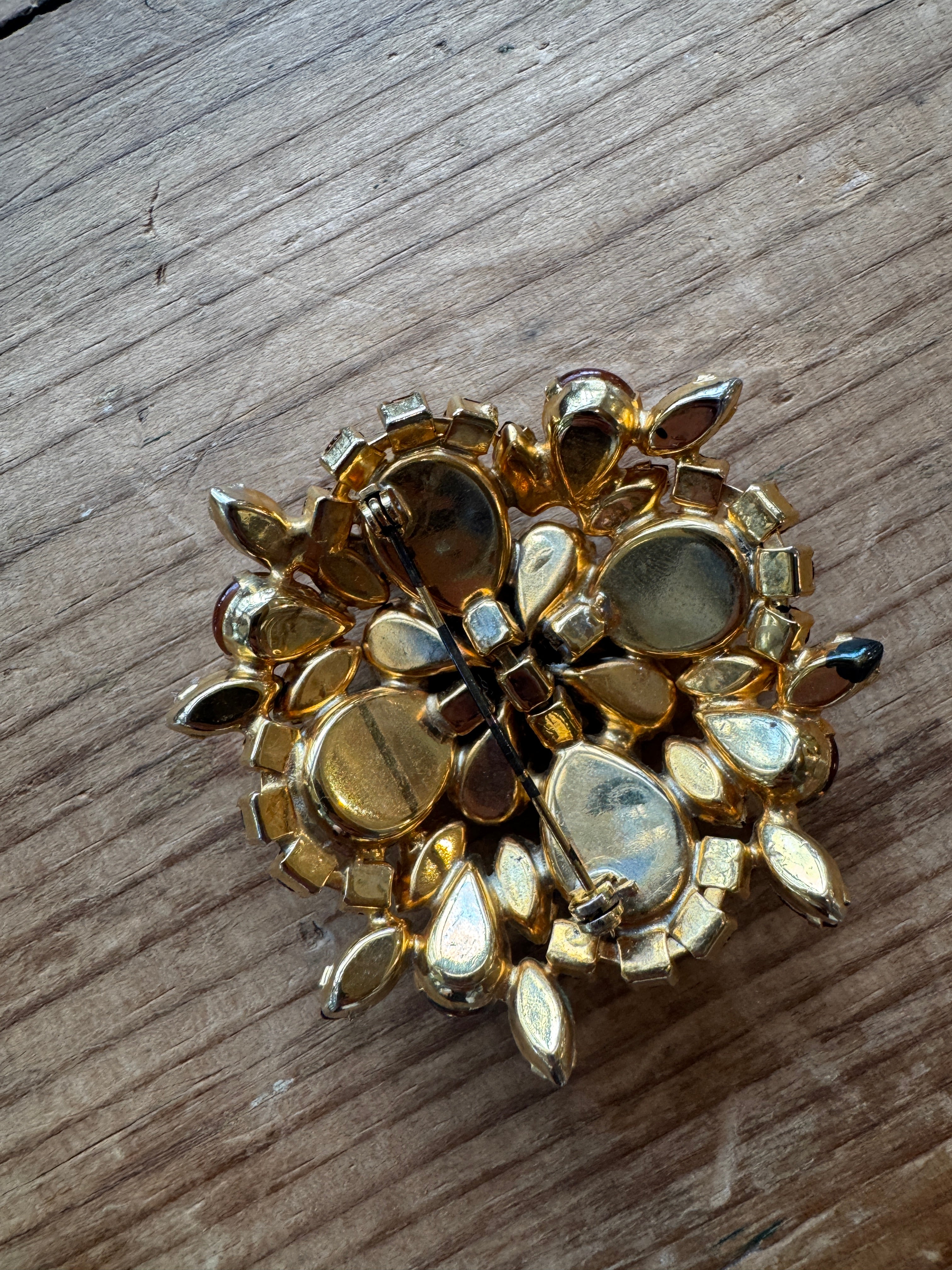 Vintage Orange and Amber Brooch