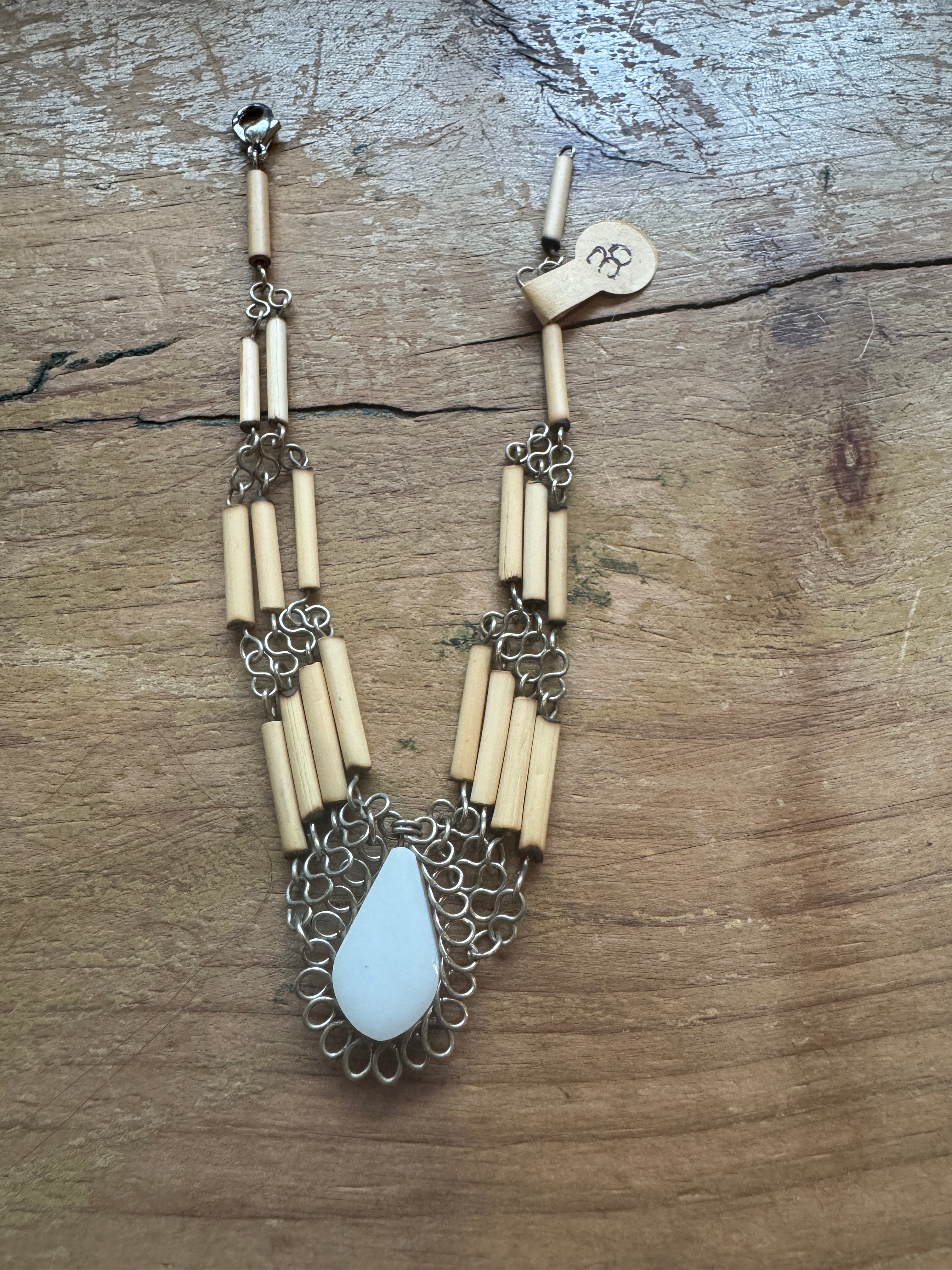 Silver and bamboo Handmade Bracelet