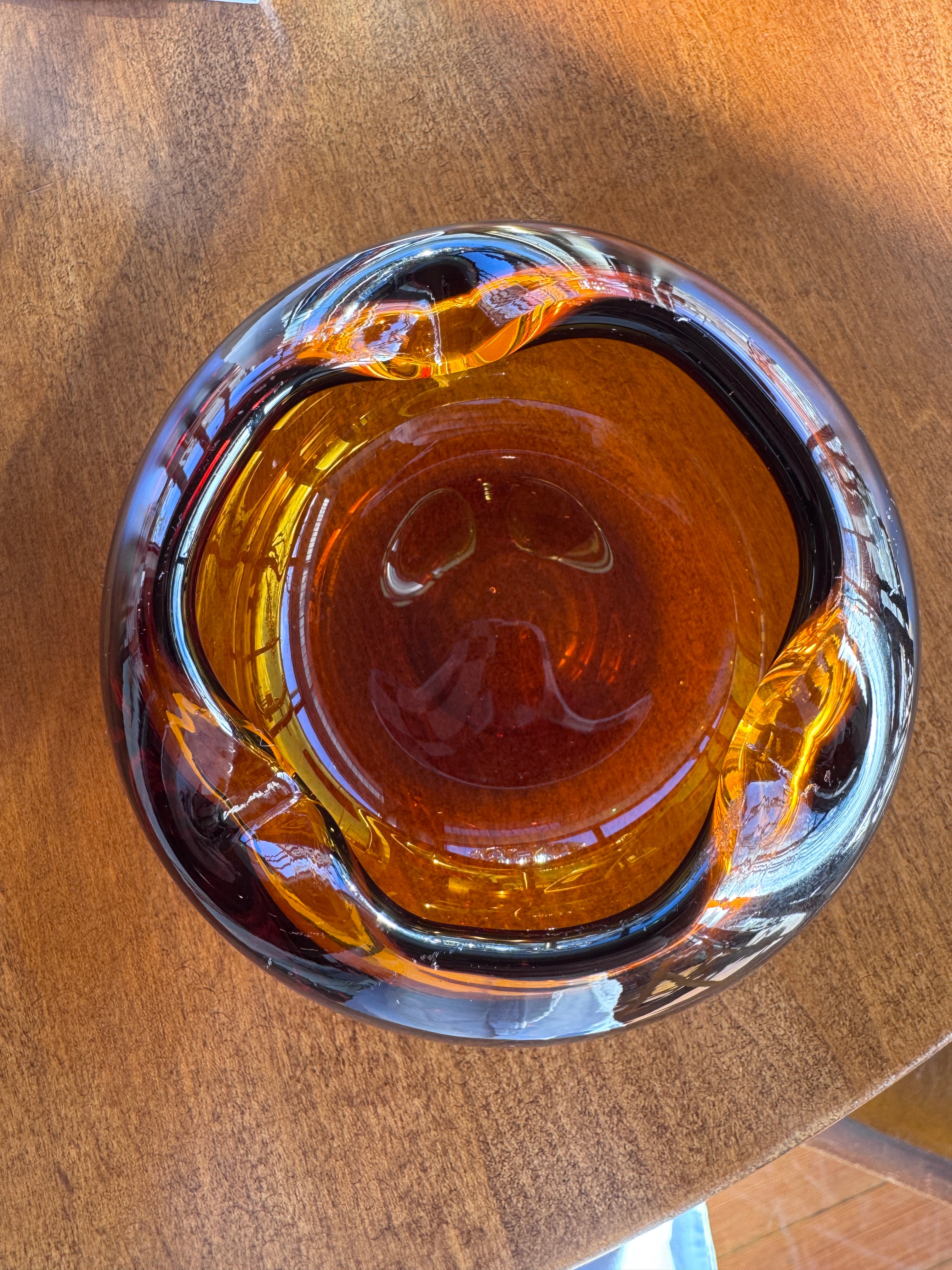 MCM Amber Handblown Glass Ashtray
