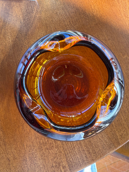 MCM Amber Handblown Glass Ashtray