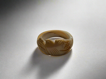 Hand Carved Bird Shell RIng