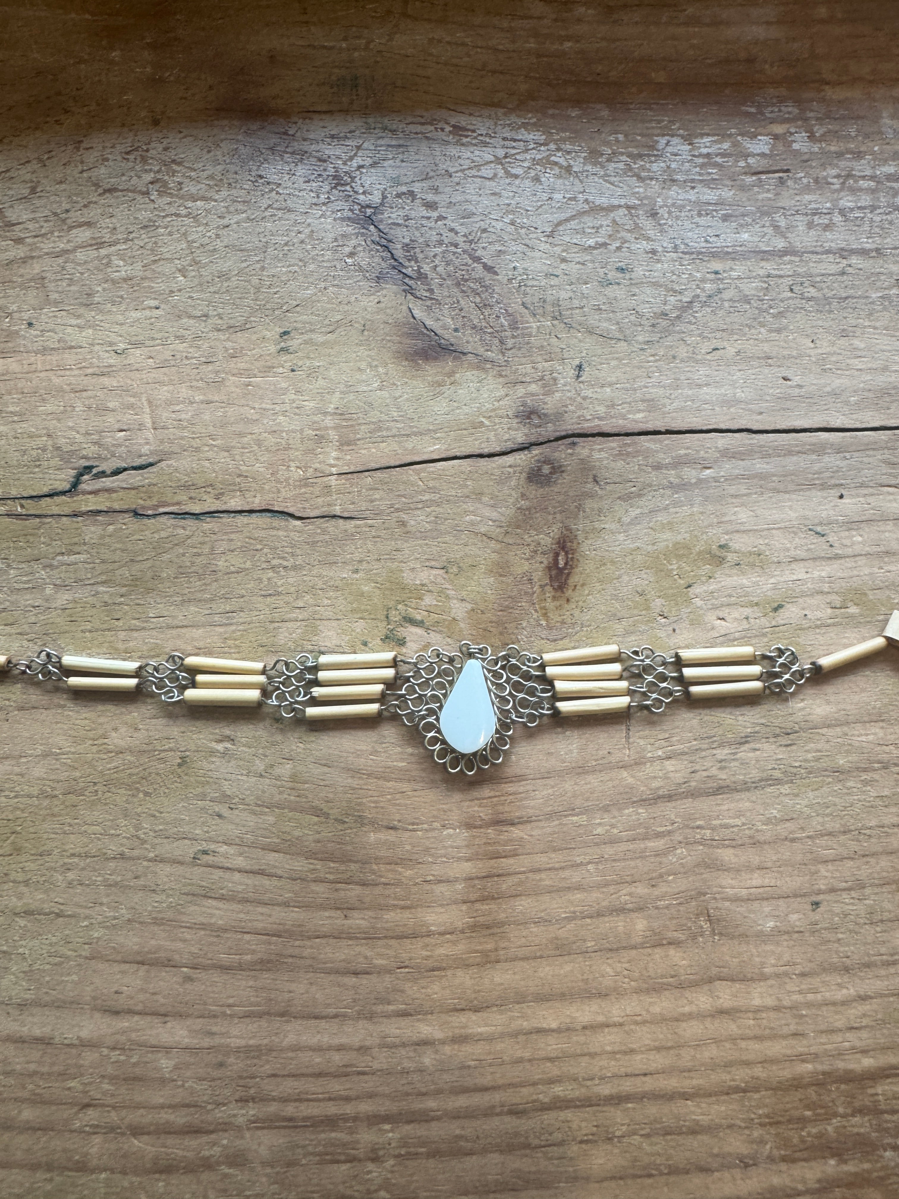 Silver and bamboo Handmade Bracelet